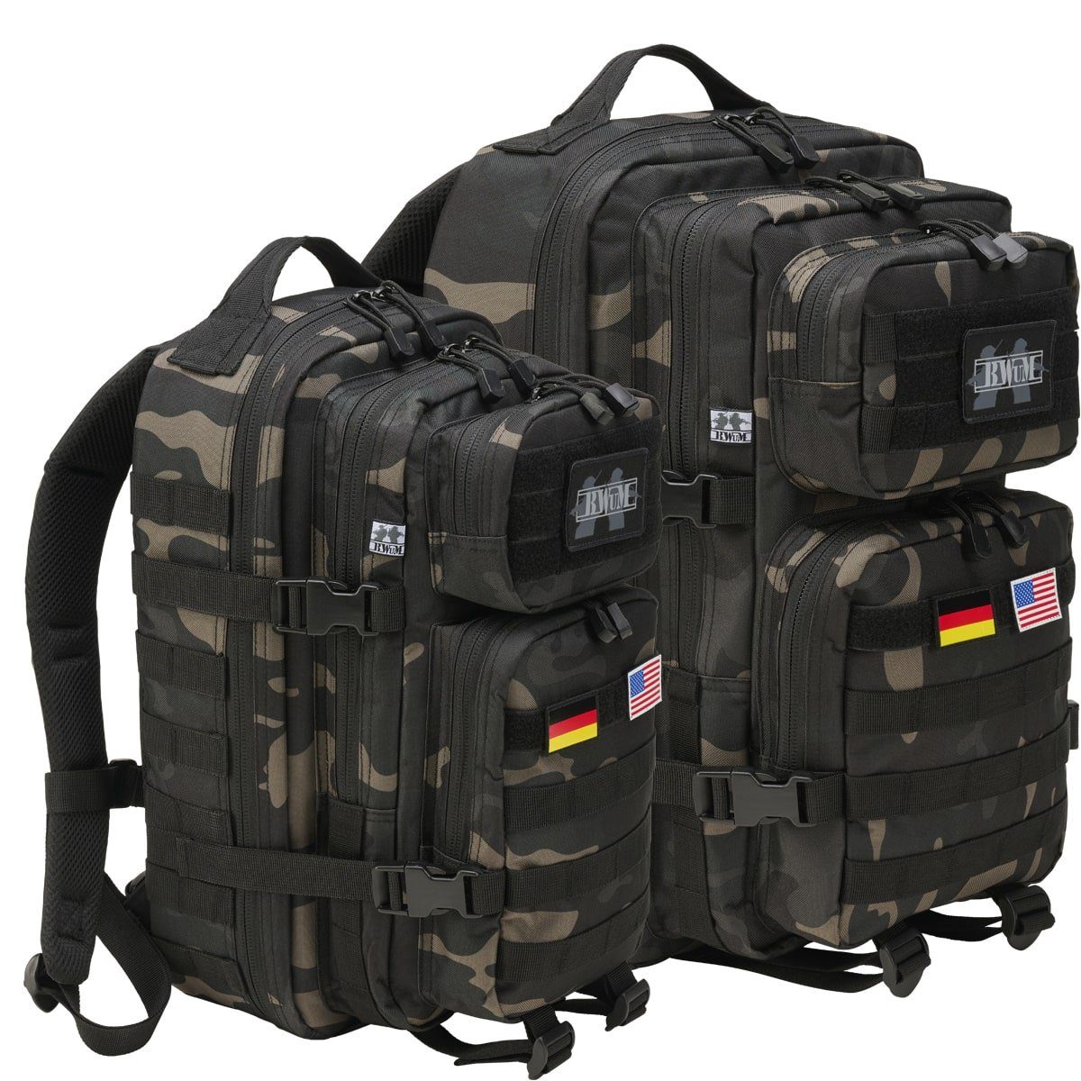Flaggen Trekkingrucksack Rucksack Assault US BWuM Darkcamo + Pack BWuM Patch & Cooper