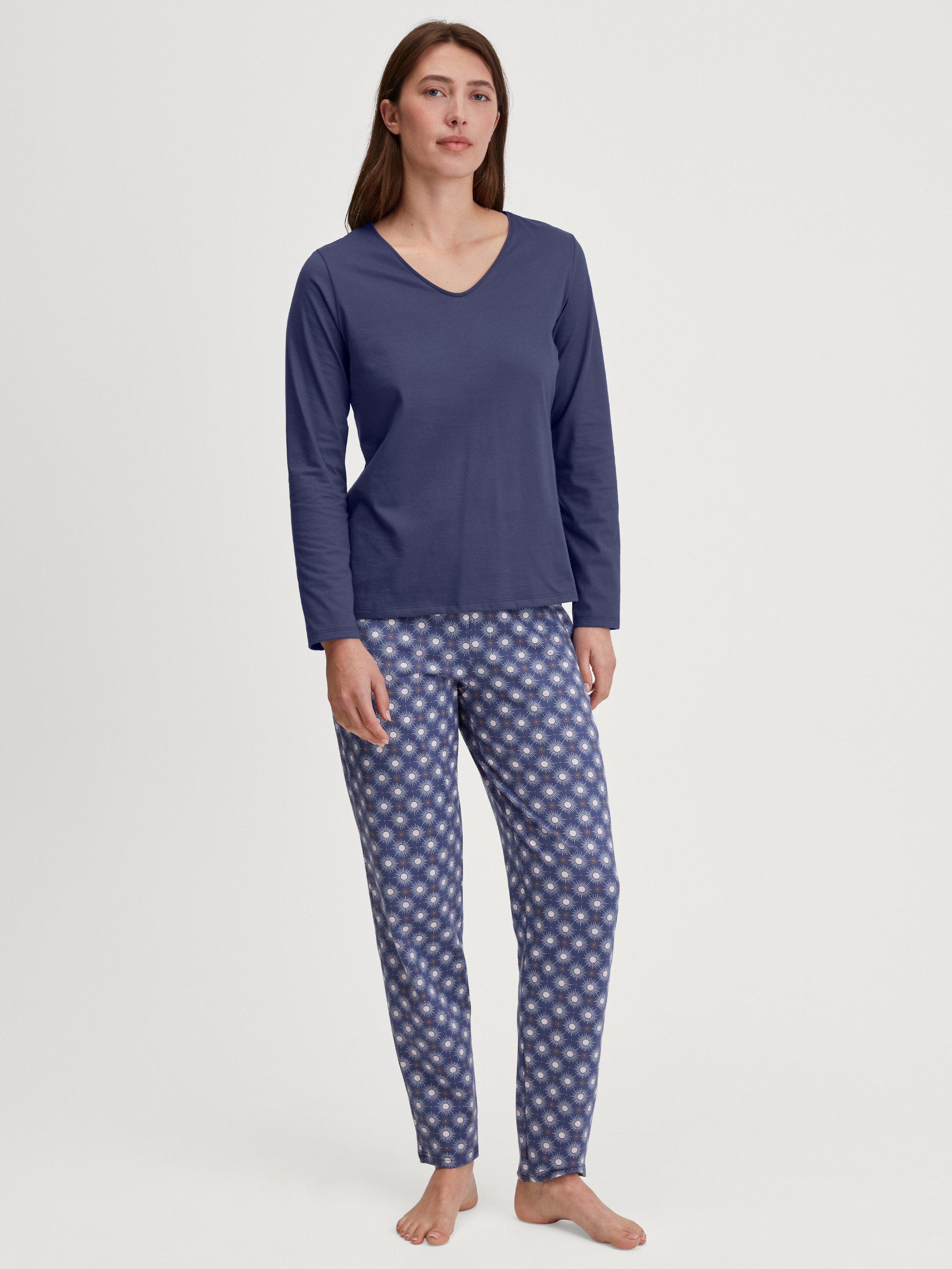 CALIDA Pyjamahose Favourites Damen (1-tlg) Baumwolle, pflegeleicht, hintere Hosentasche, elastischer Hosenbund