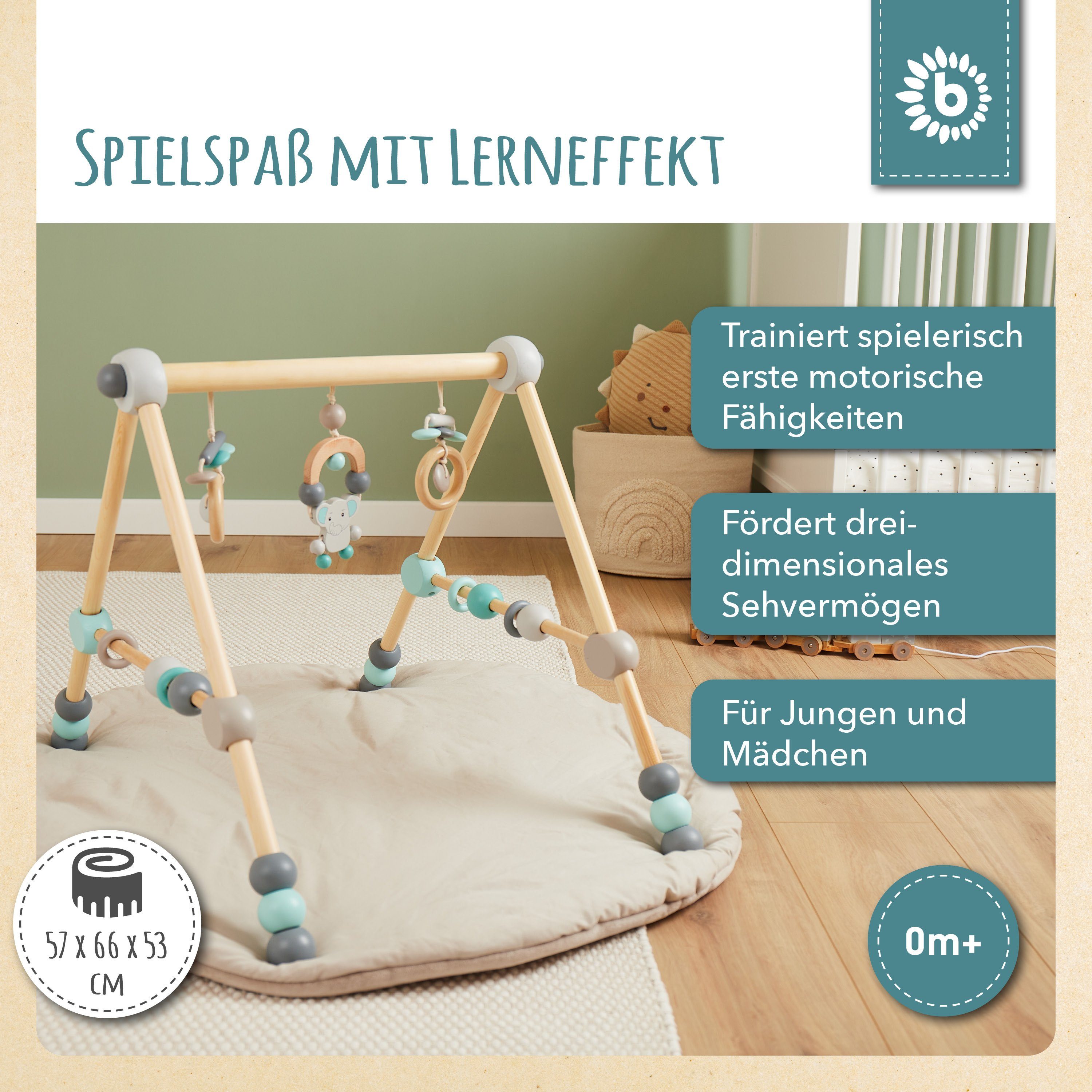 BIECO Baby Gym Bieco Spieltrapez Spielbogen Baby - Figuren, Rasseln Höhenverstellbar