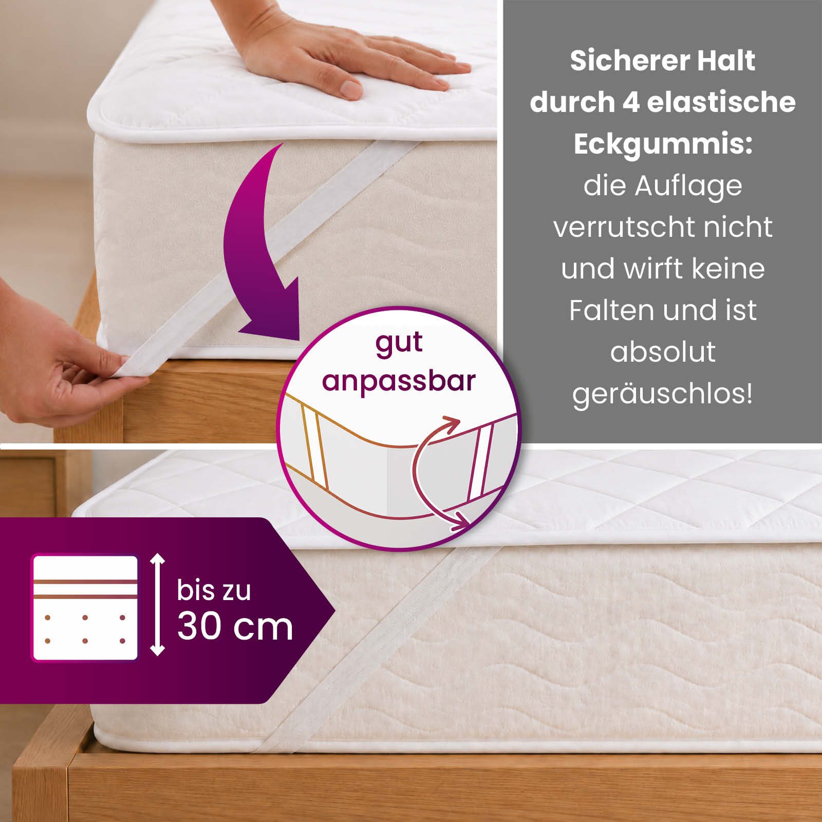Matratzenschoner Matratzenauflage Einzelbett 90x200 wometo, OEKO-TEX®, made in EU – Bild 5 von 5