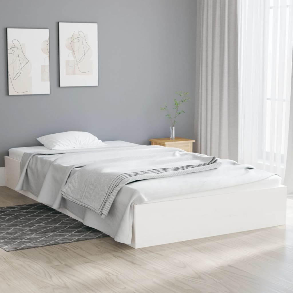 furnicato Bett Massivholzbett Weiß 100x200 cm
