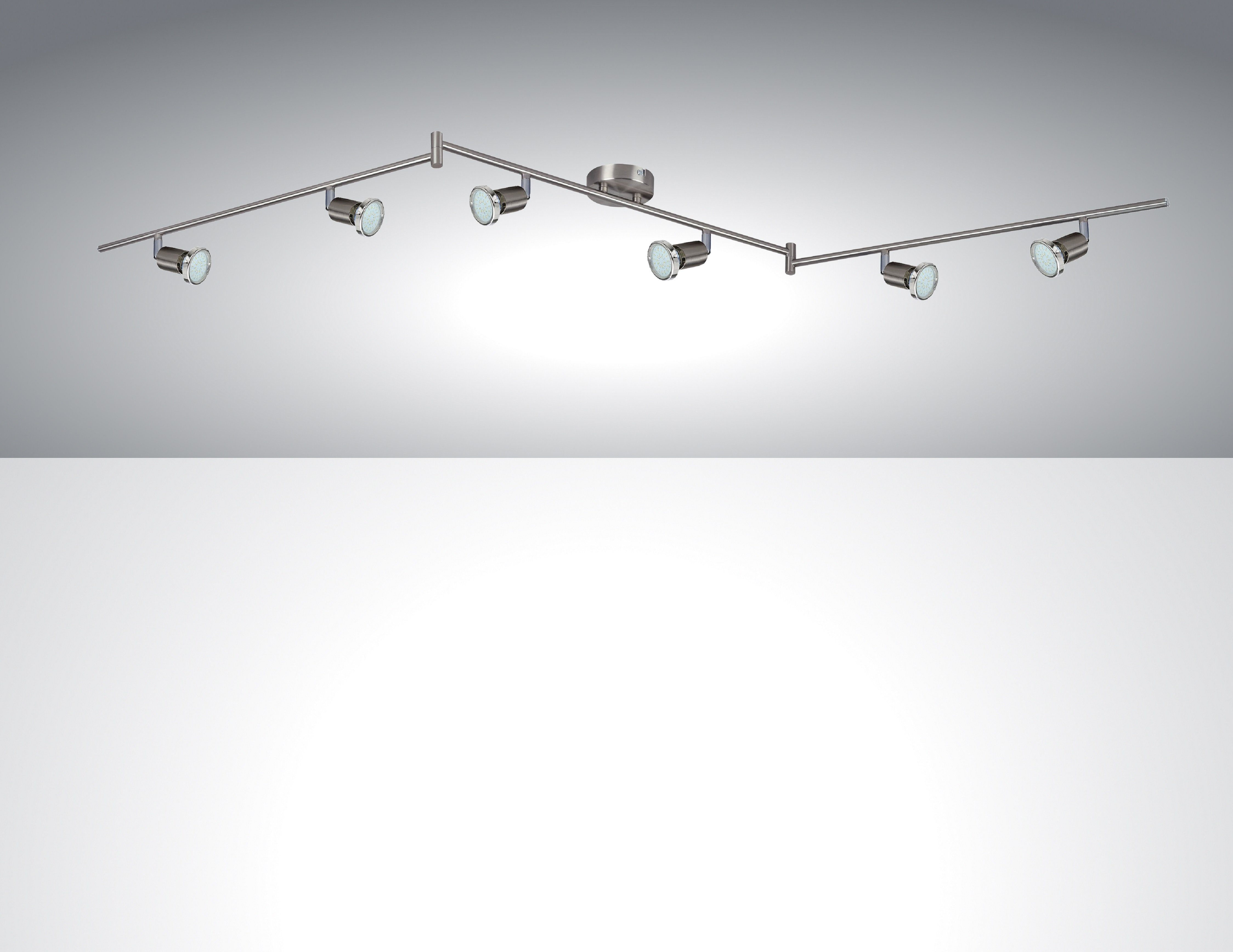 TRANGO LED Deckenspots, 6-flammig 2935-062 LED Deckenleuchte FINNO in Edelstahl-Optik inkl. 6x 3 Watt GU10 LED Leuchtmittel I Deckenlampe I Deckenstrahler I Deckenspots, Wohnzimmer Lampe schwenkbar und drehbar