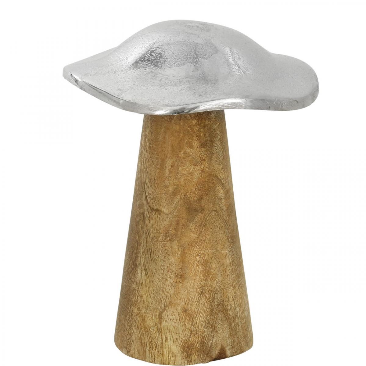 Florists Products Streudeko Tischdeko Metall-Holz Pilz Silber Deko Herbst 14cm