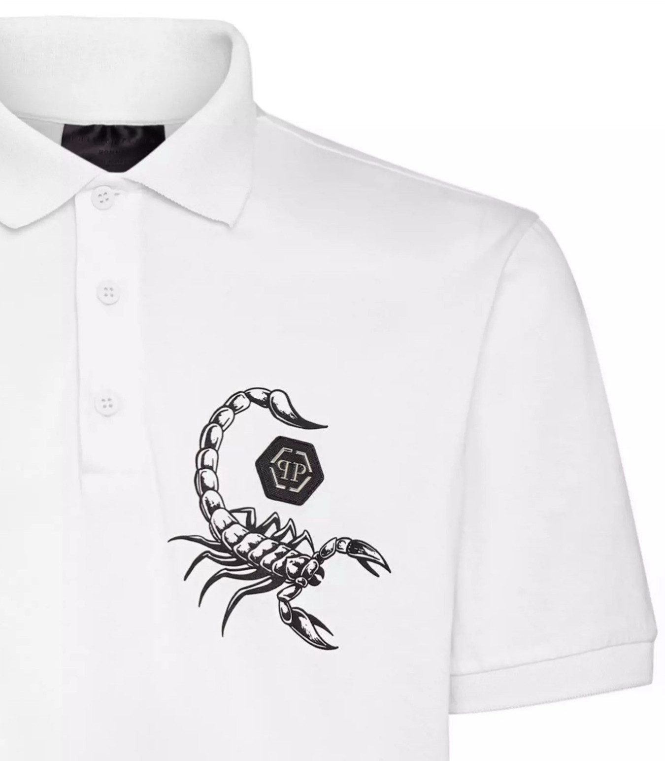 PHILIPP PLEIN Poloshirt Slim fit ikonische PP Hexagon Logo,gewebter Rippenkragen Bündchen