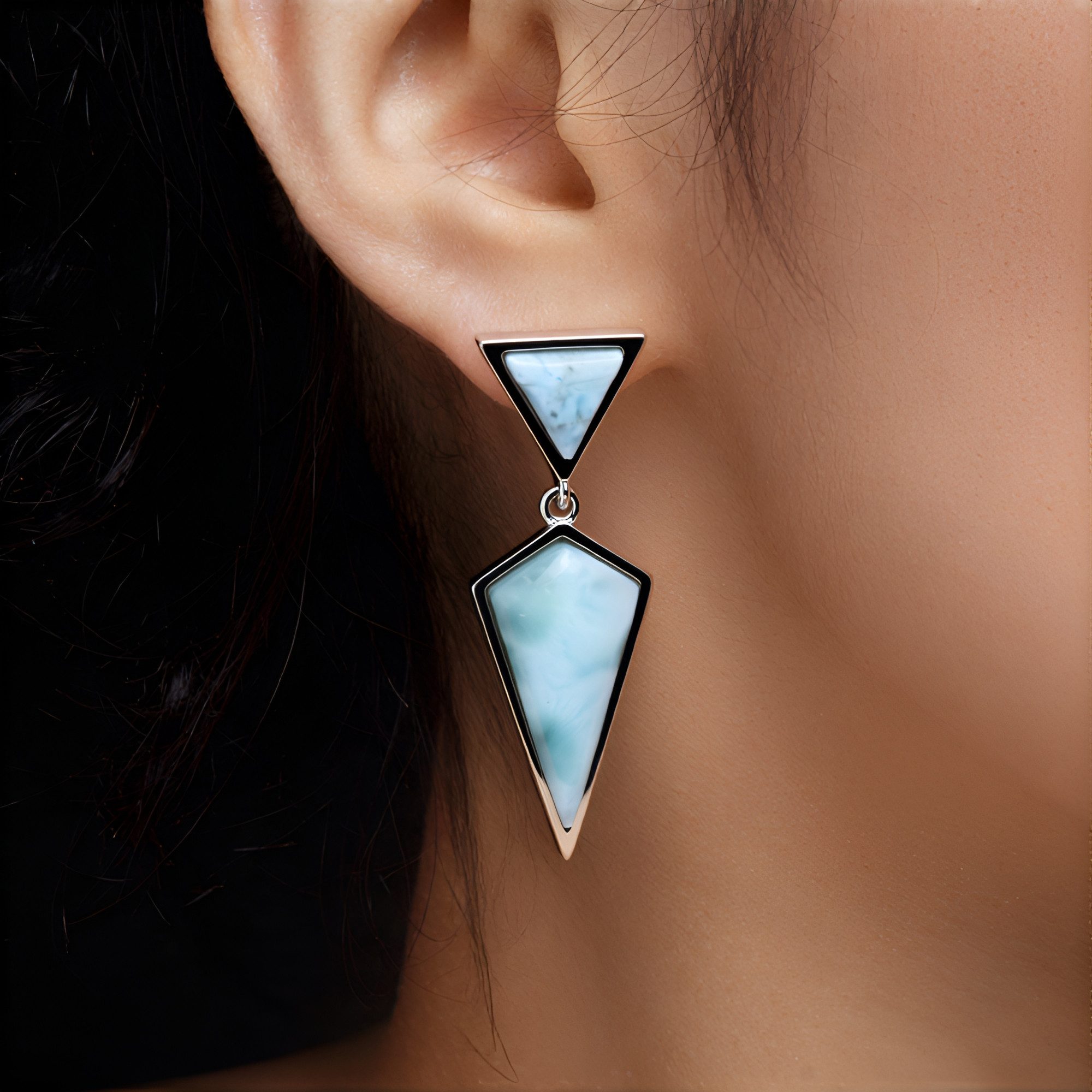 Cavill Ohrring-Set Larimar-Sterling-Drachenohrringe, Dominikanisch 8,5ct (2-tlg)
