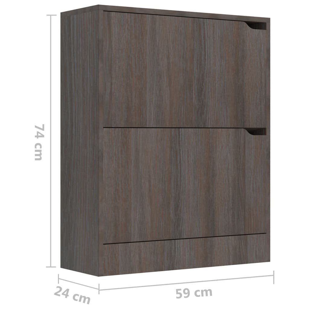 Schuhschrank 2 mit vidaXL Grau, cm Holzwerkstoff Türen 59x24x74 Sonoma-Eiche Schuhschrank