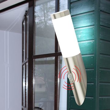 etc-shop Außen-Wandleuchte, Leuchtmittel nicht inklusive, Außenlampe Wandleuchte Bewegungsmelder Edelstahl IP44 Außenbeleuchtung