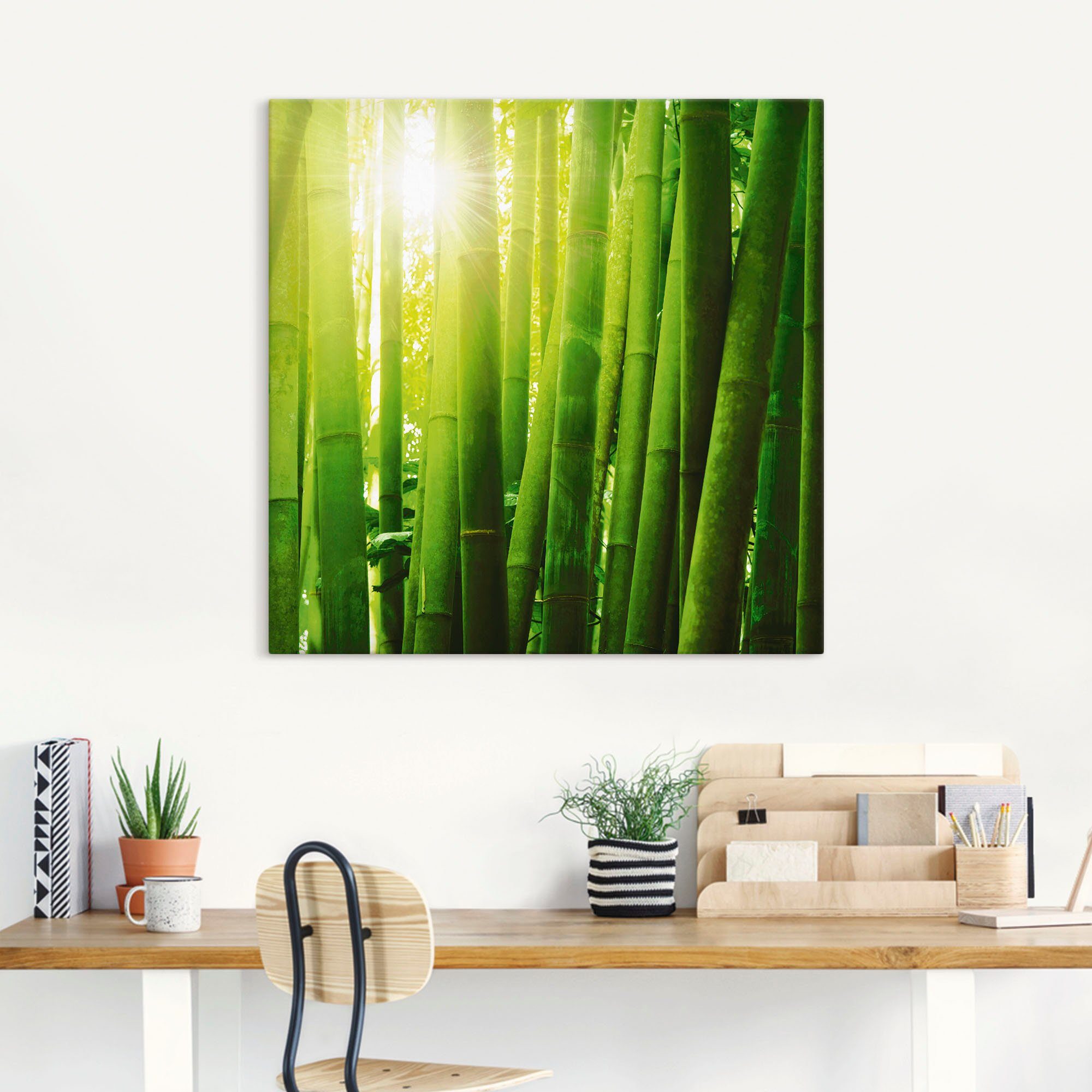 Asiatischer Morgenlicht, Leinwandbild, versch. oder als Gräser Wandbild Artland im Poster Wandaufkleber in Bambuswald (1 St), Größen
