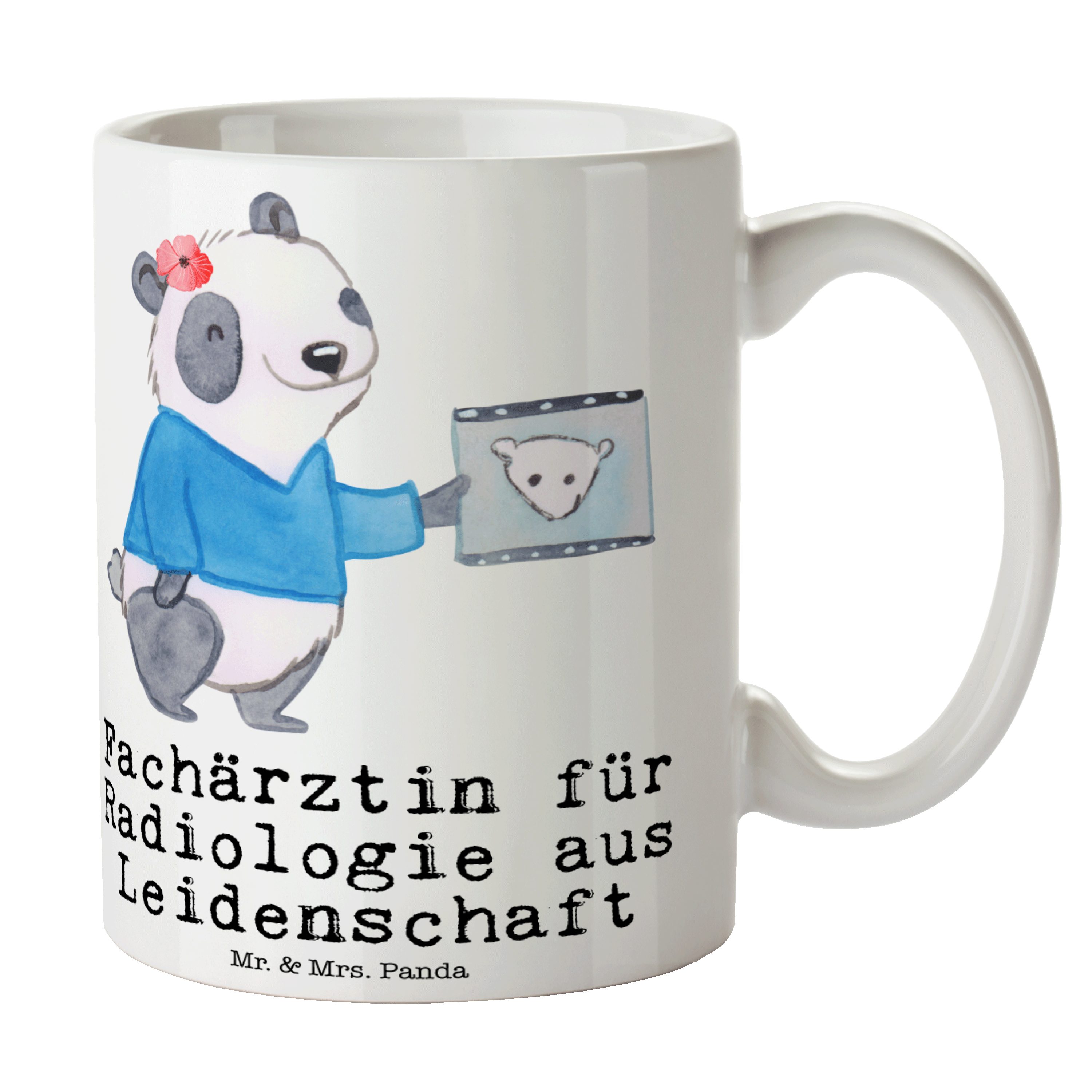 Mr. & Mrs. Panda Tasse Fachärztin für Radiologie aus Leidenschaft - Weiß - Geschenk, Kaffeeb, Keramik