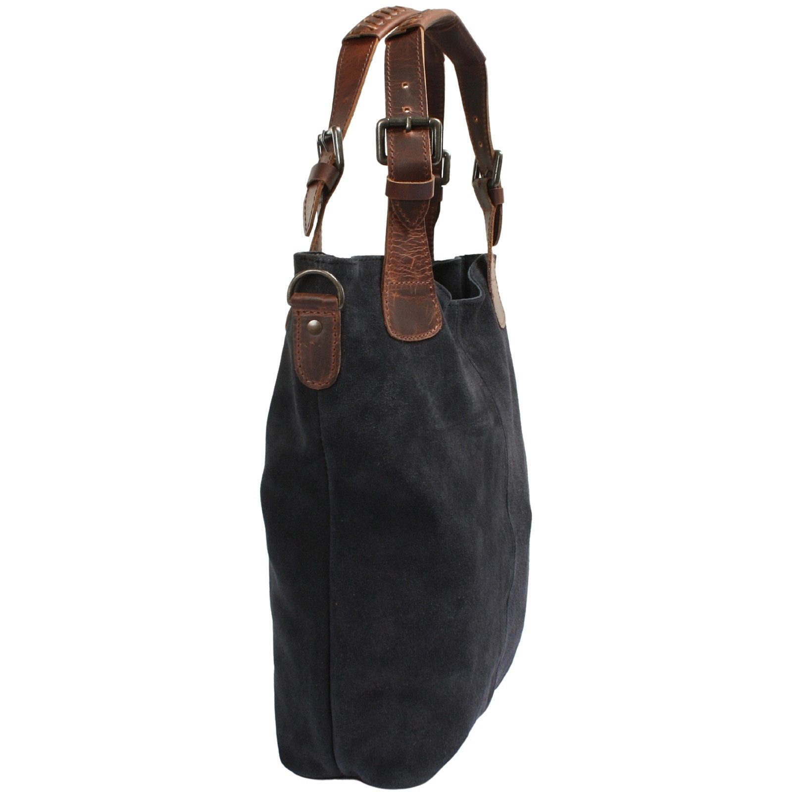 LECONI Schultertasche Henkeltasche Damentasche Handtasche für Damen Leder Shopper LE0054-VL, weiches Wildleder - geflochtene Henkel - verstellbarer Tragegurt