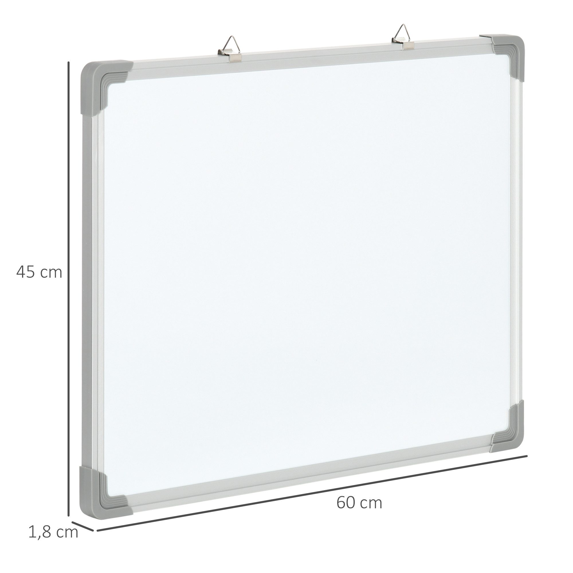 HOMCOM Magnettafel Whiteboard Magnetisch mit 4 Markern 1 Radiergummi, (weiße Wandtafel, 1-tlg., Magnettafel), Weiß 60 x 1,8 x 45 cm – Bild 3 von 5