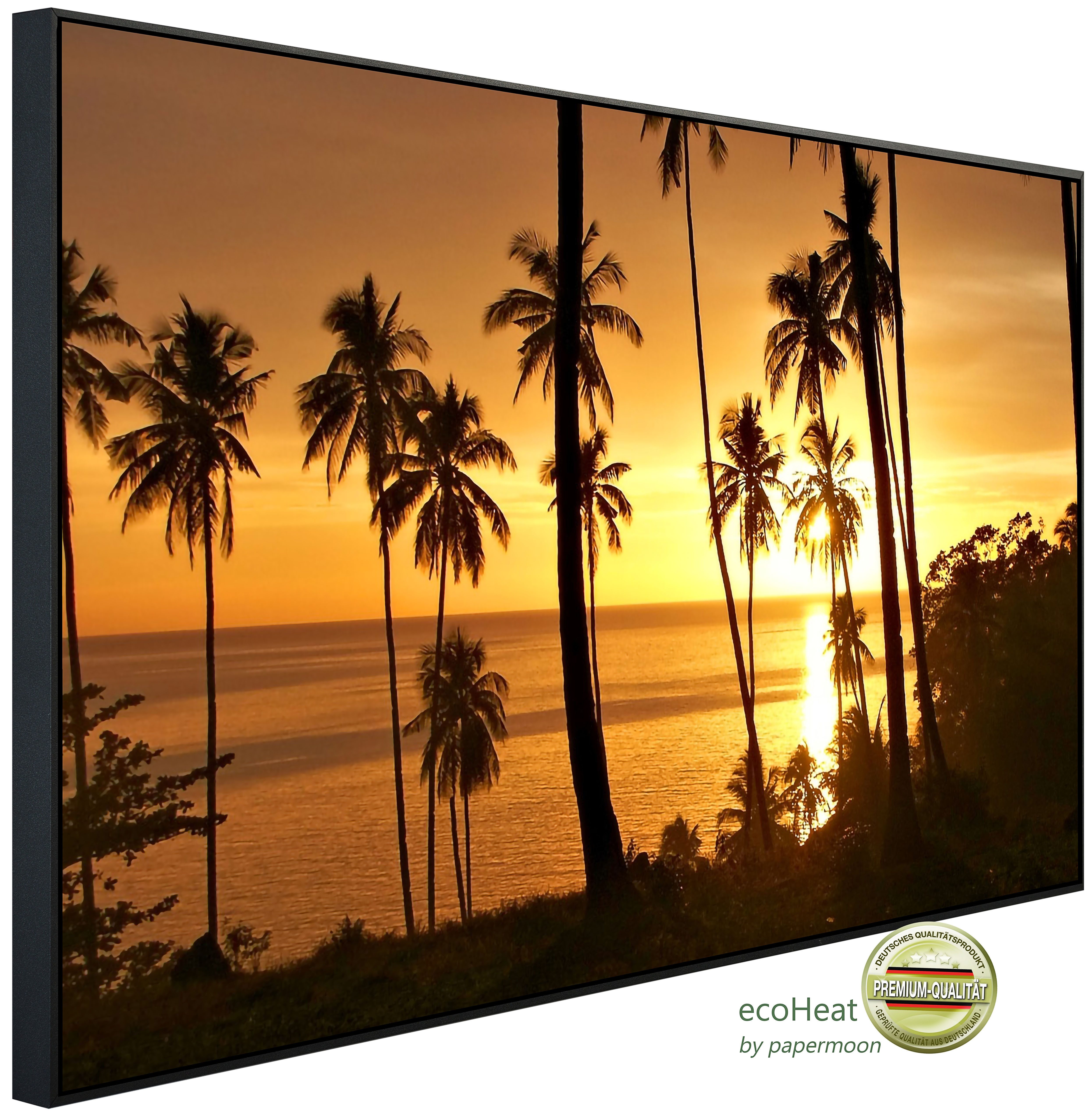 Papermoon Infrarotheizung INFRAROT-BILD-HEIZUNG, Sonnenuntergang, Palmen, TÜV-Rheinland/GS zertifiziert, angenehme Strahlungswärme