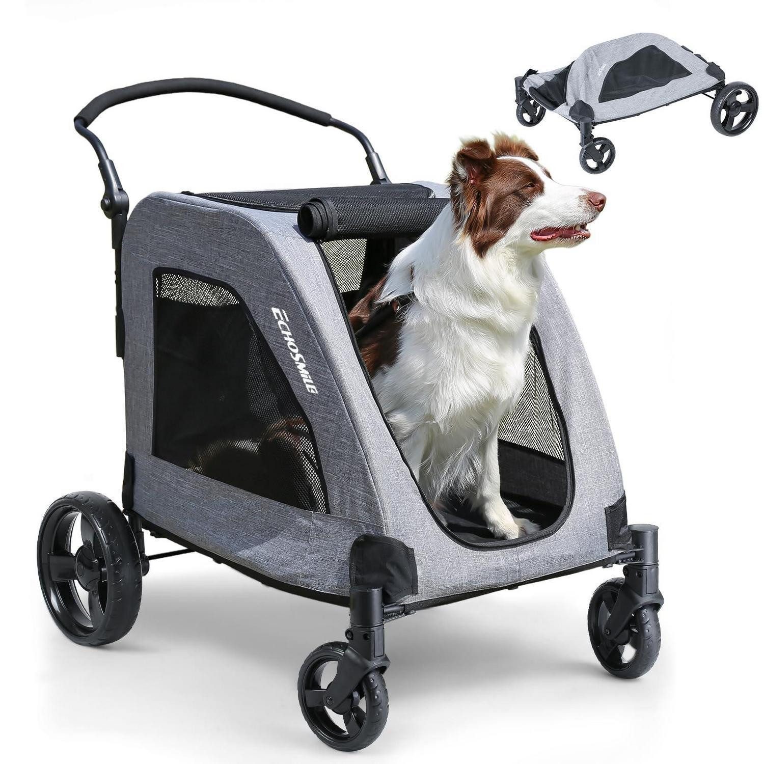 LuxusKollektion Trolleyset Hundewagen XL Geländegängig Grau