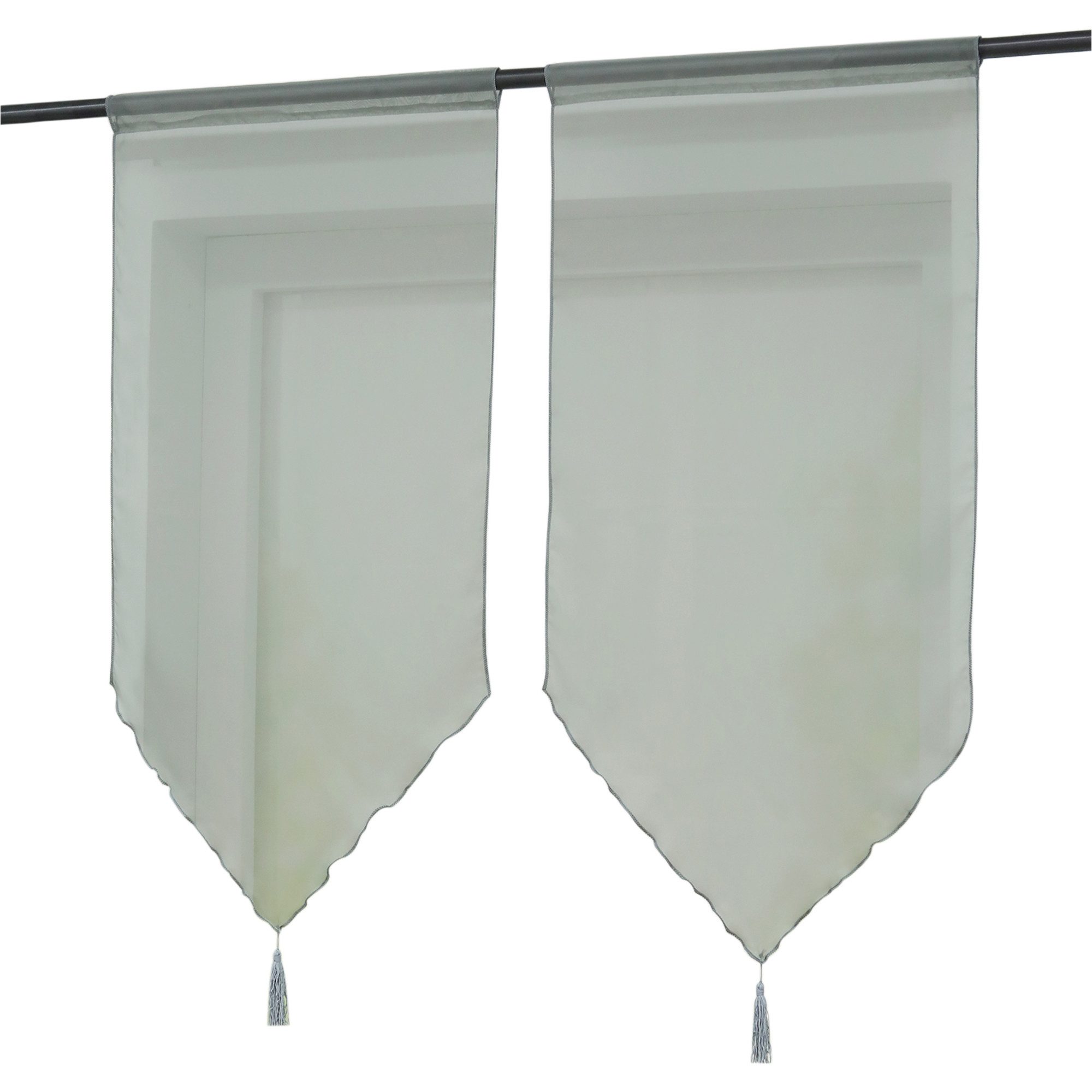 Delien Scheibengardine Uni (2 St), Stangendurchzug, Voile mit Quaste günstig online kaufen