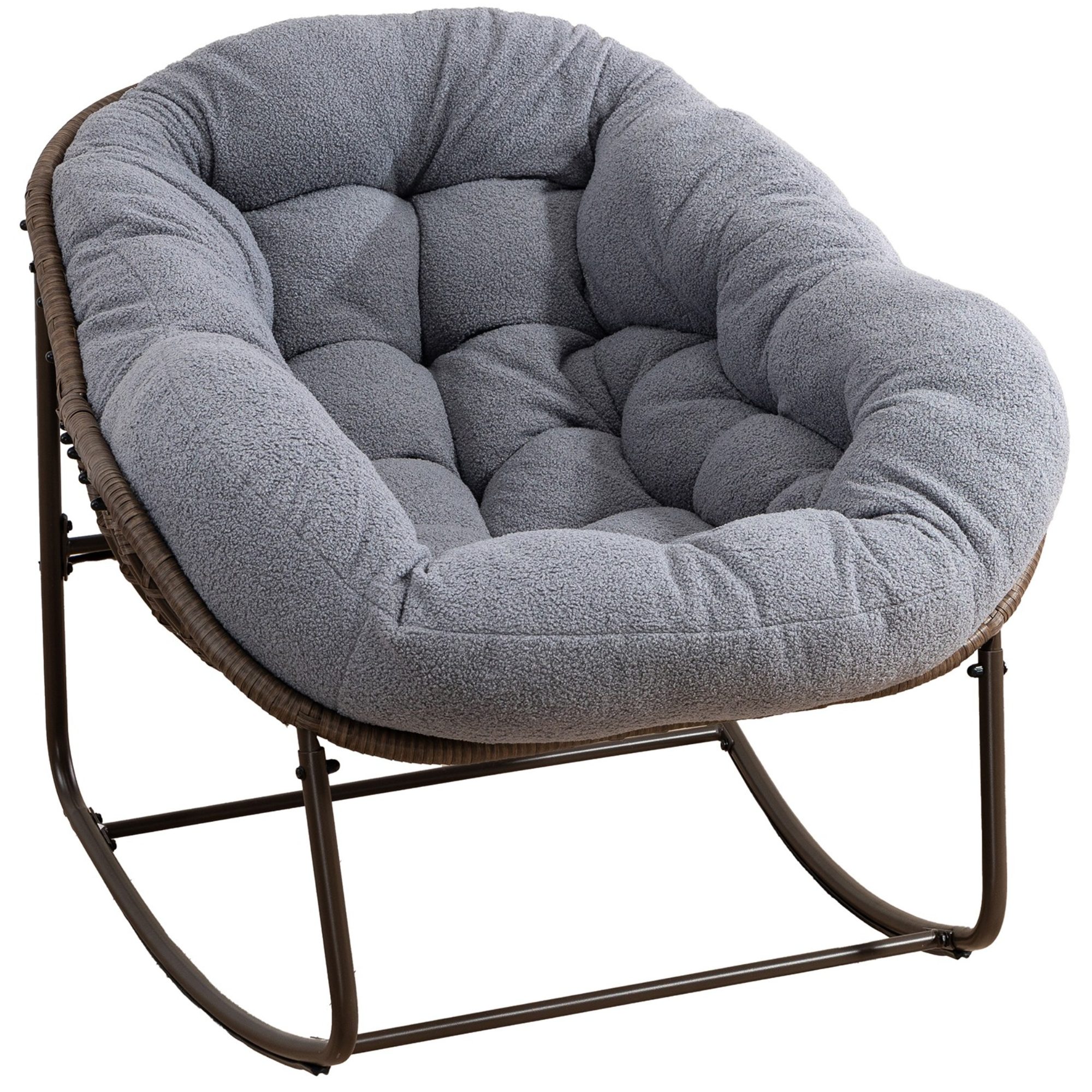 LVHOM Schaukelstuhl mit gepolstertem Kissen, Rattanstuhl mit Stahlrahmen, L günstig online kaufen