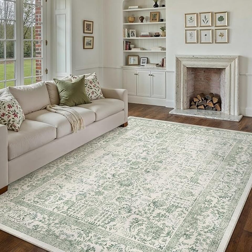 PURECOZY Teppich kurzflor, Wohnzimmerteppich, rutschfester Teppich, Vintage-Stil, rechteckig, Höhe: 6.1 mm, geeignet für verschiedene Innenräume, 180x60cm