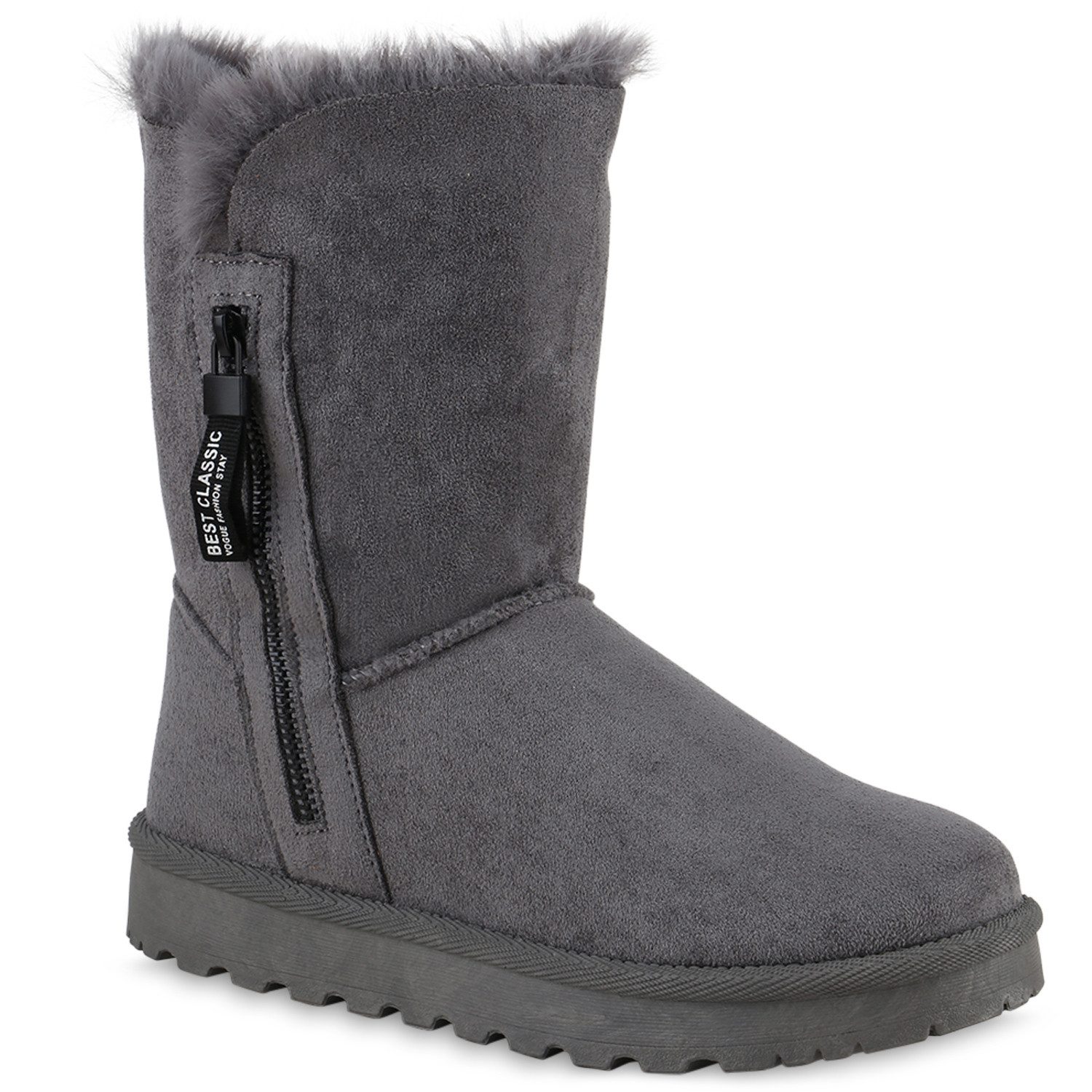VAN HILL 839666 Winterstiefelette Damen Winter Boots Stiefeletten flach warm gefüttert Hazel
