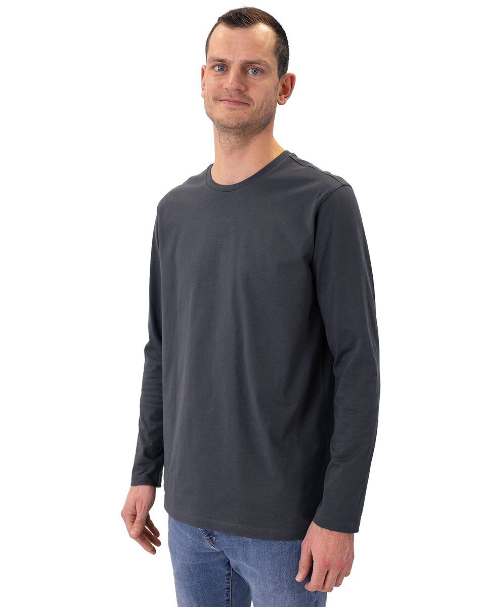 Jako Langarmshirt Organic (Freizeit, Bio-Baumwolle) anthrazitgrau Herren günstig online kaufen