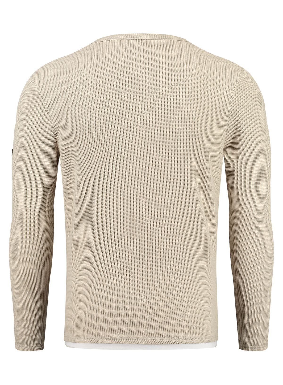 Key Largo Strickpullover Sandro Herren MSW00161 Sand Look double körperbetont Layer für einfarbig (1005)