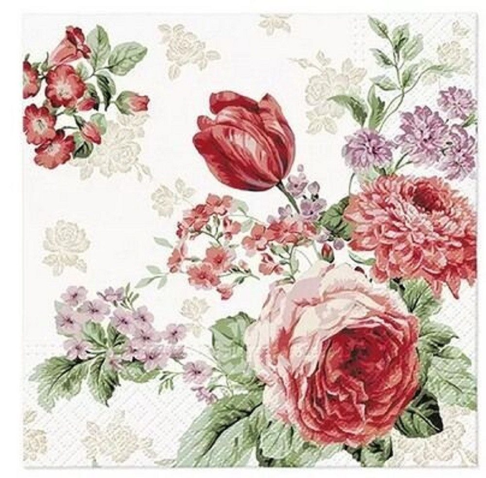 PAW Sp. z o.o. Papierserviette Blumen Frühling, Herbst, Sommer, Winter, Servietten Kollektion, (20 St), Tischdeko, Motivservietten, Decoupage, Serviettentechnik geeignet