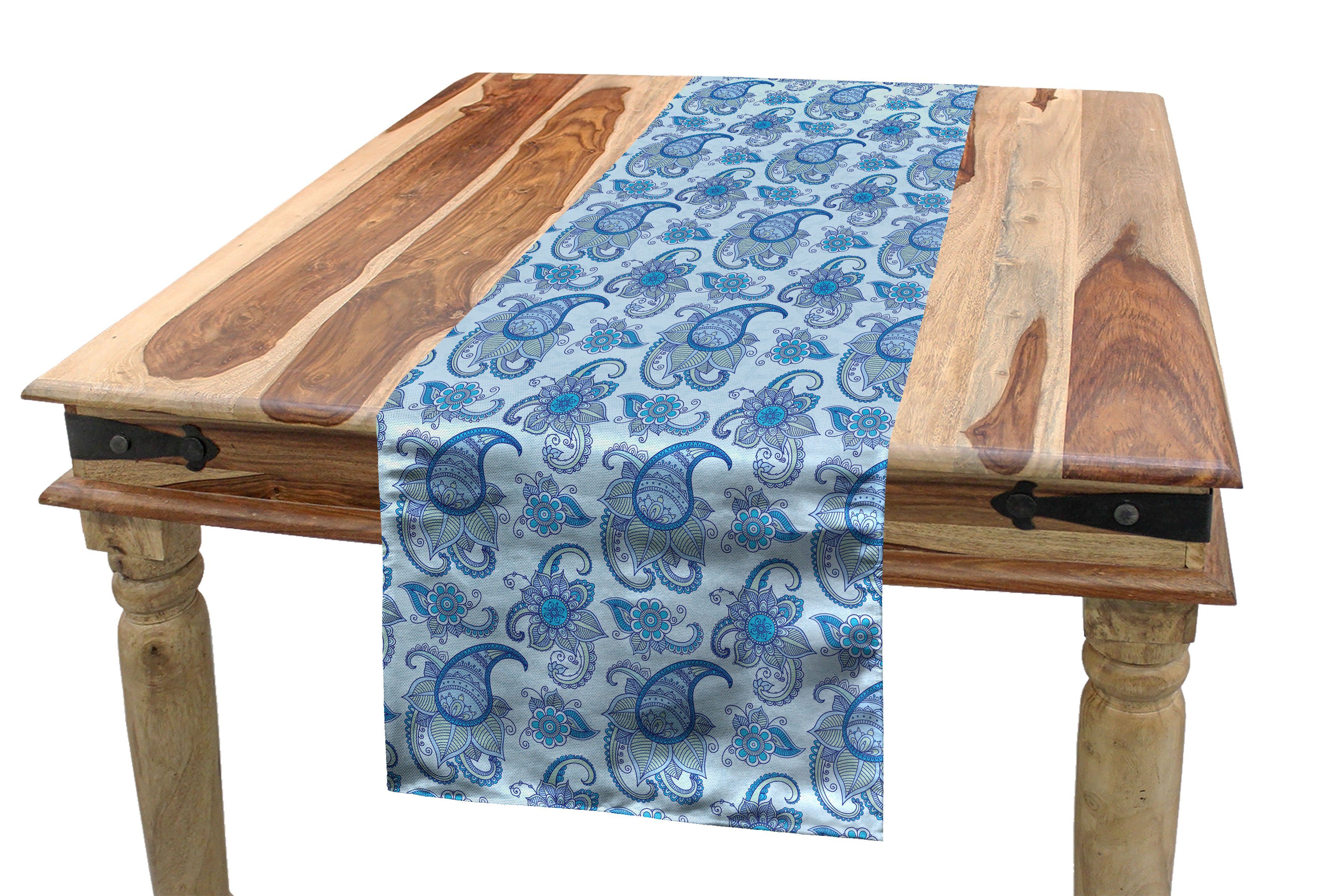 Abakuhaus Tischläufer Esszimmer Küche Rechteckiger Paisley Tischläufer, Design Ethnic blau Dekorativer Blumen