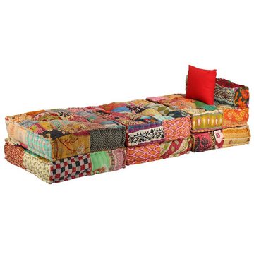 vidaXL Sofa 3-Sitzer Modularer Pouf Patchwork Stoff