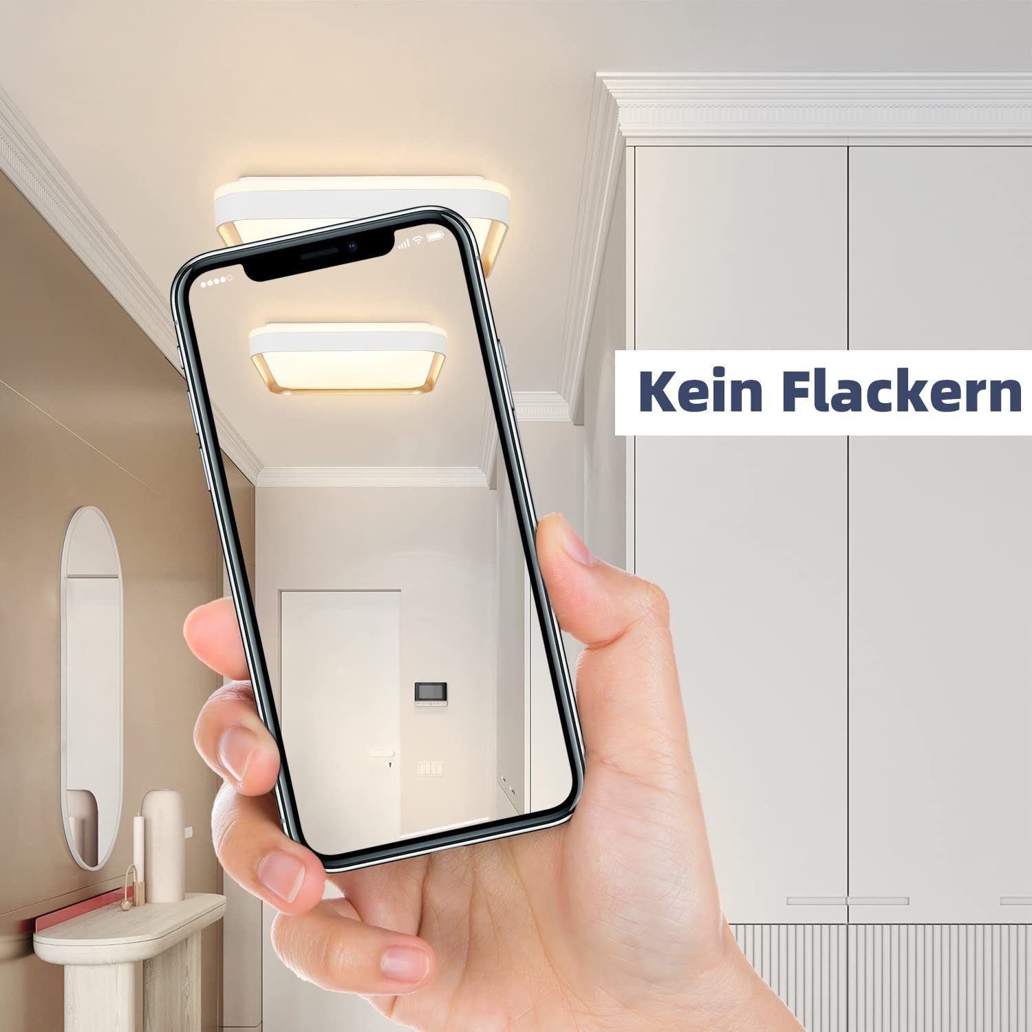 Esszimmer, Kaltweiß, für fest Wohnzimmer Deckenlampe Schwarz Deckenleuchten Flur Küche Nettlife Deckenbeleuchtung 32W, Fernbedienung, Eckig, Warmweiß, bis mit integriert, LED Schlafzimmer Dimmbar Neutralweiß 30CM Weißgold Memoryfunktion