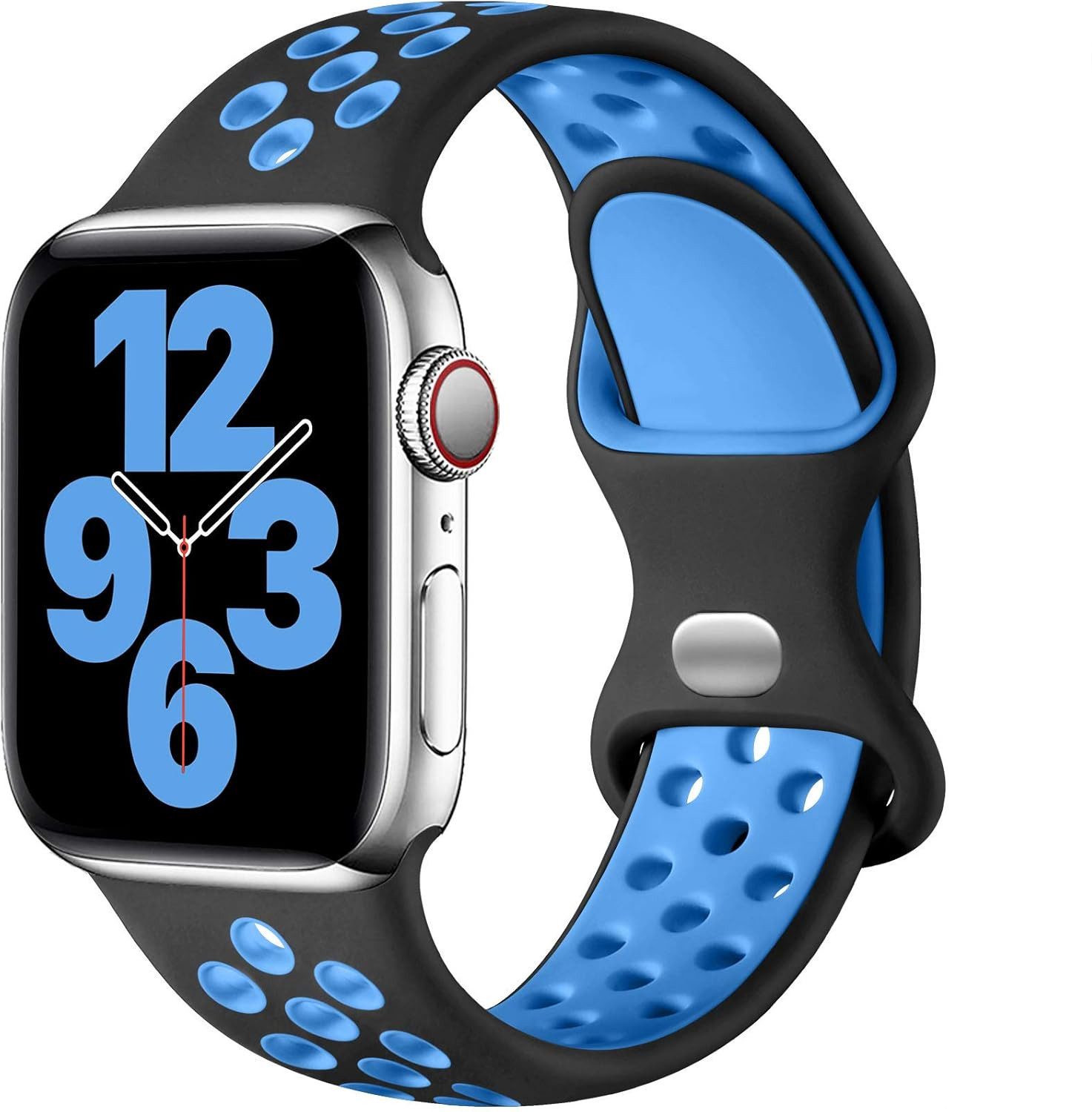 Baker Smartwatch-Armband Apple Watch Armband 44mm 45mm 49mm 46mm 42mm 40mm 41mm 38mm, Silikon Doppelloch Band für iWatch Ultra SE Series 10 9 8 7 6 5 4 3 2