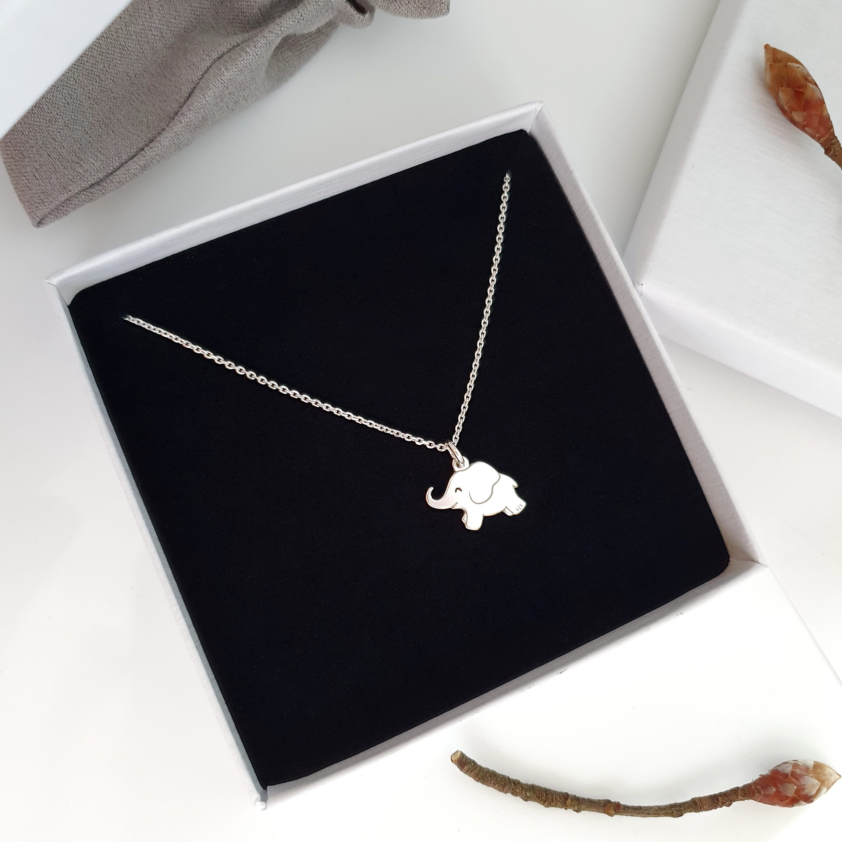 SCHOSCHON Kette mit Anhänger Elefant Halskette 925 Silber niedlicher Elefantenbaby Anhänger