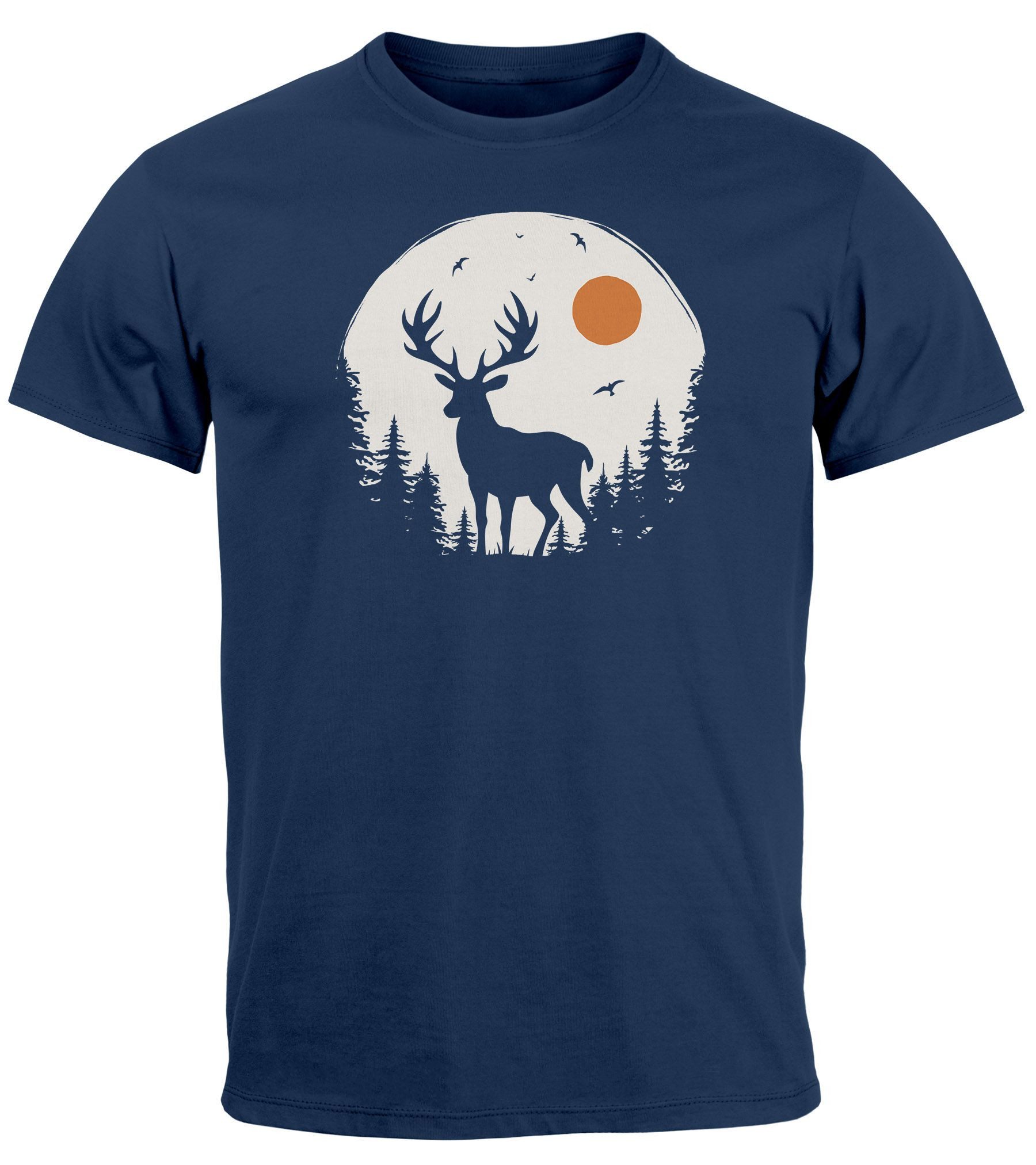 Neverless Print-Shirt Herren T-Shirt Frontprint Hirsch günstig online kaufen