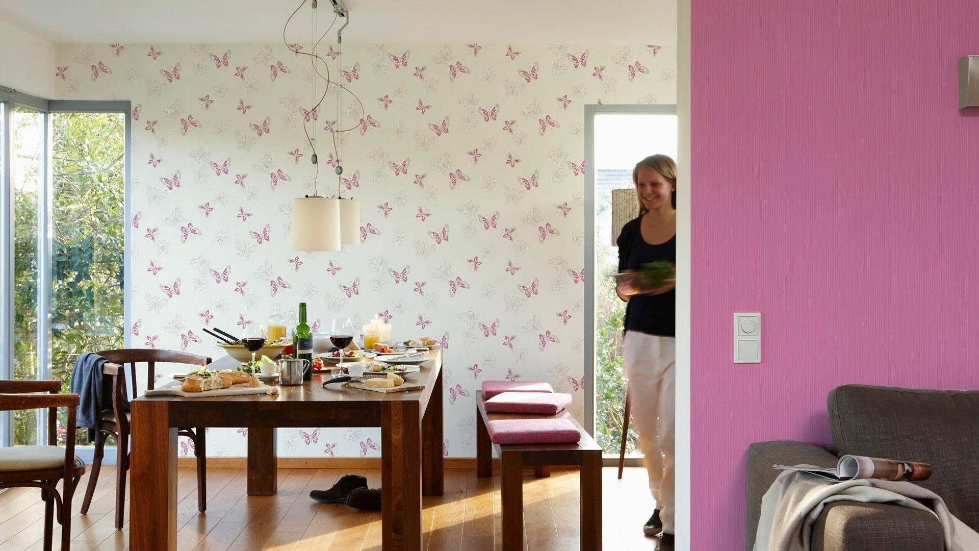 living walls Vliestapete Happy Spring, leicht strukturiert, Strukturmuster, gemustert, Motiv, Moderne Tapete Tiere Metallic Tapeten Wohnzimmer modern Design Optik