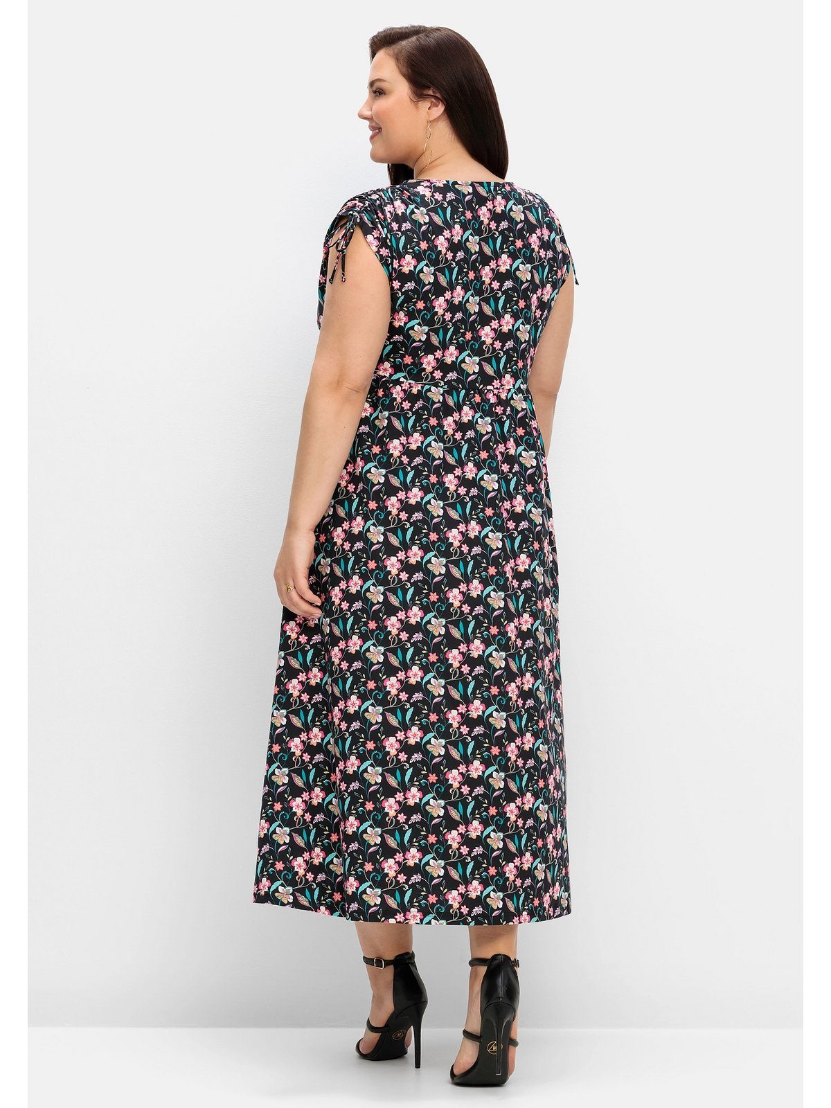Sheego Maxikleid Große Größen mit Blumenprint und weitem Rock