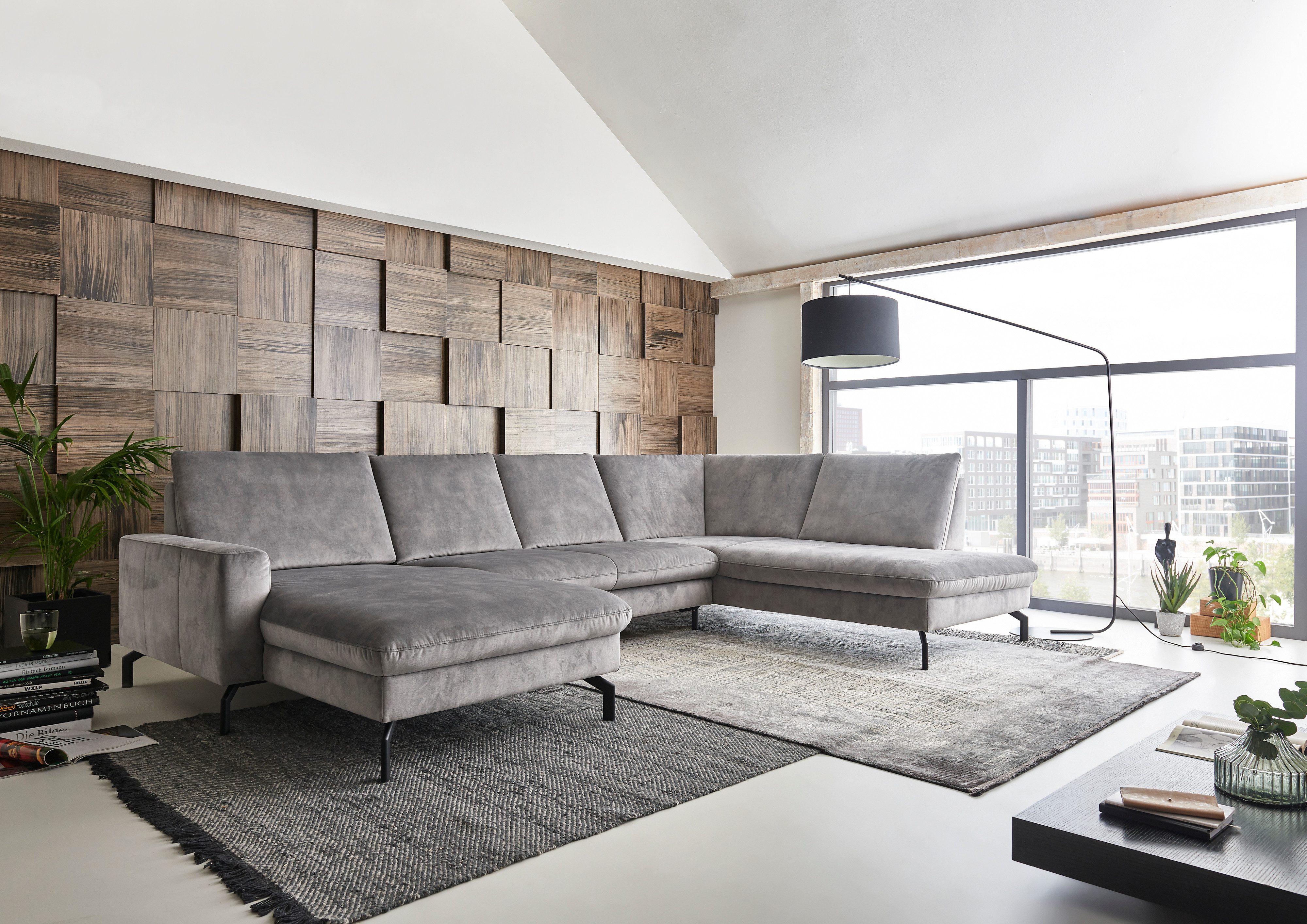 Die PlanBar Wohnlandschaft ZE-EM20028 U-Form, Breite 332 cm, 3 Teile, wahlweise mit Kopfstützen und Sitztiefenverstellung