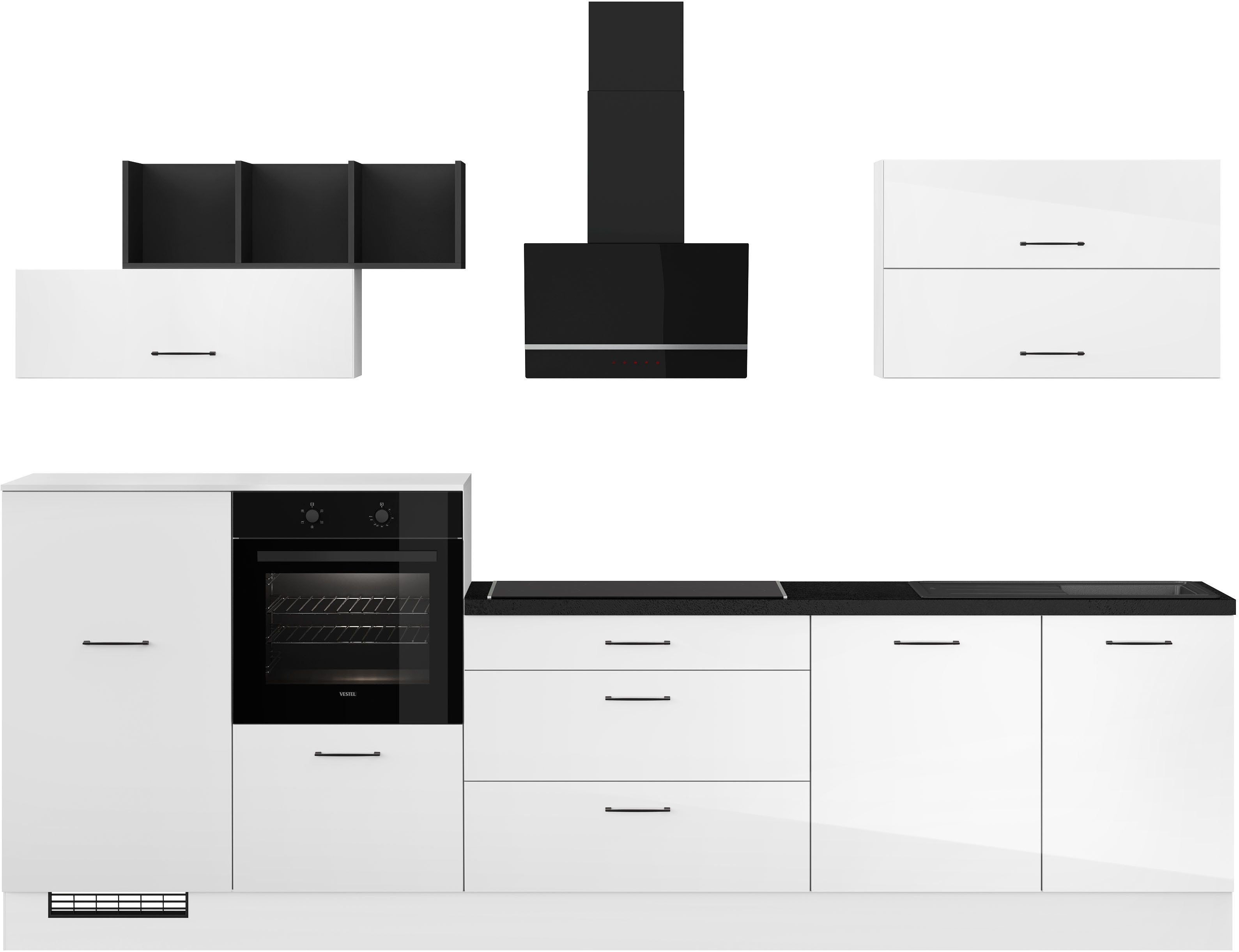 IMPULS KÜCHEN Küchenzeile "New York", Schubkästen mit Soft-Close, wählbare Ausrichtung, Soft-Close-Schubkästen, Breite 320 cm