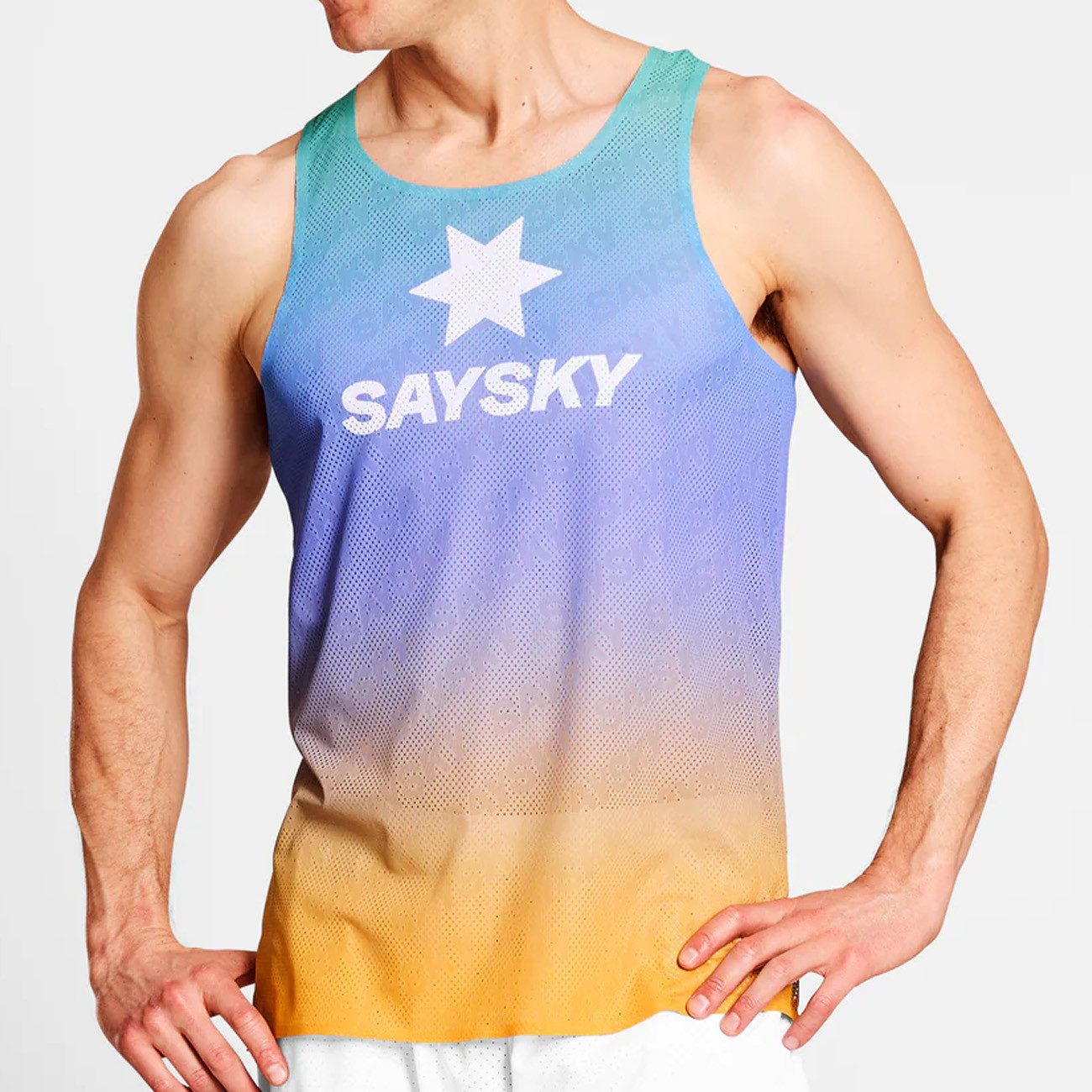 Saysky Laufhose Saysky Drip Dye Flow Air Singlet Purpe AOP