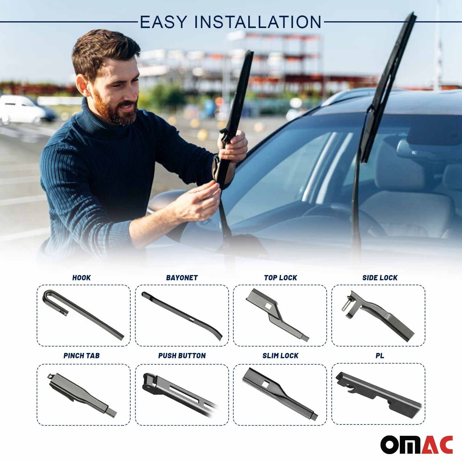 OMAC Scheibenwischblätter Scheibenwischer Vorne + Hinten Set für Seat Ibiza 2008-2017, Langlebig, Einfache Installation, Wasserdicht – Bild 5 von 5