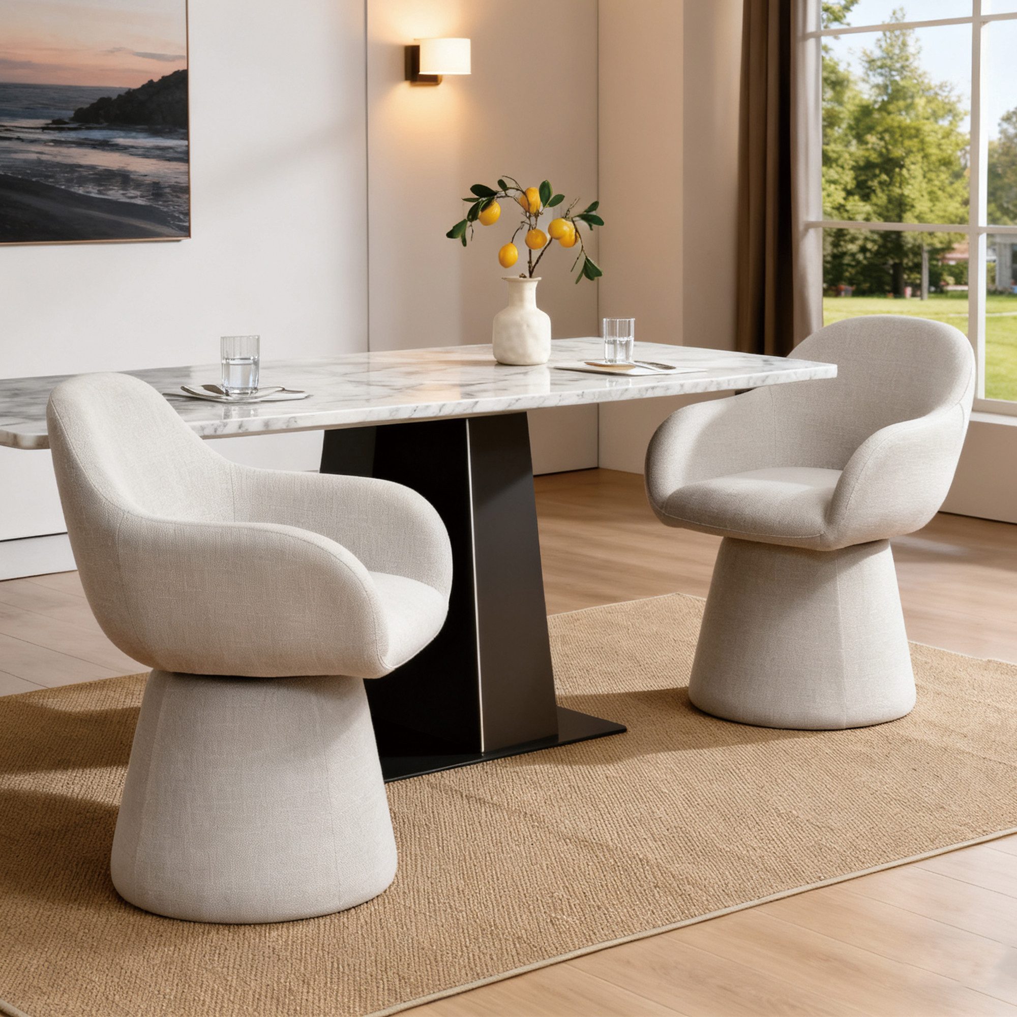 Duhome Esszimmerstuhl (7186A1), 360-Grad-Drehstuhl aus Leinen, Kegeldesign günstig online kaufen