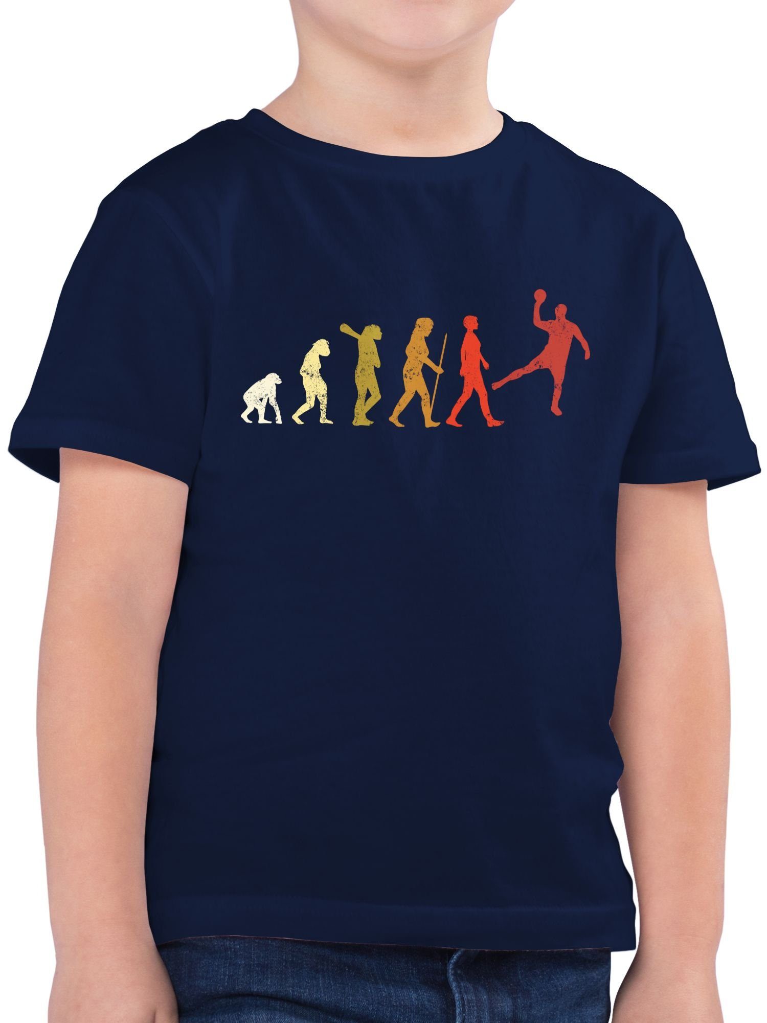 Shirtracer T-Shirt Handball Evolution Vintage Male Kinder Sport Kleidung 1 Dunkelblau | T-Shirts