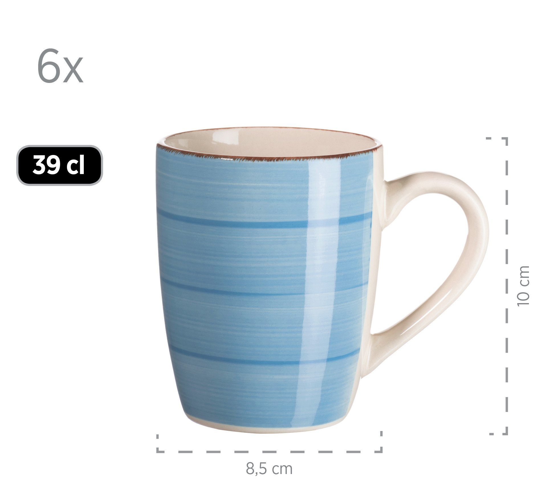 MÄSER Becher LUMACA, 6-tlg., Steinzeug