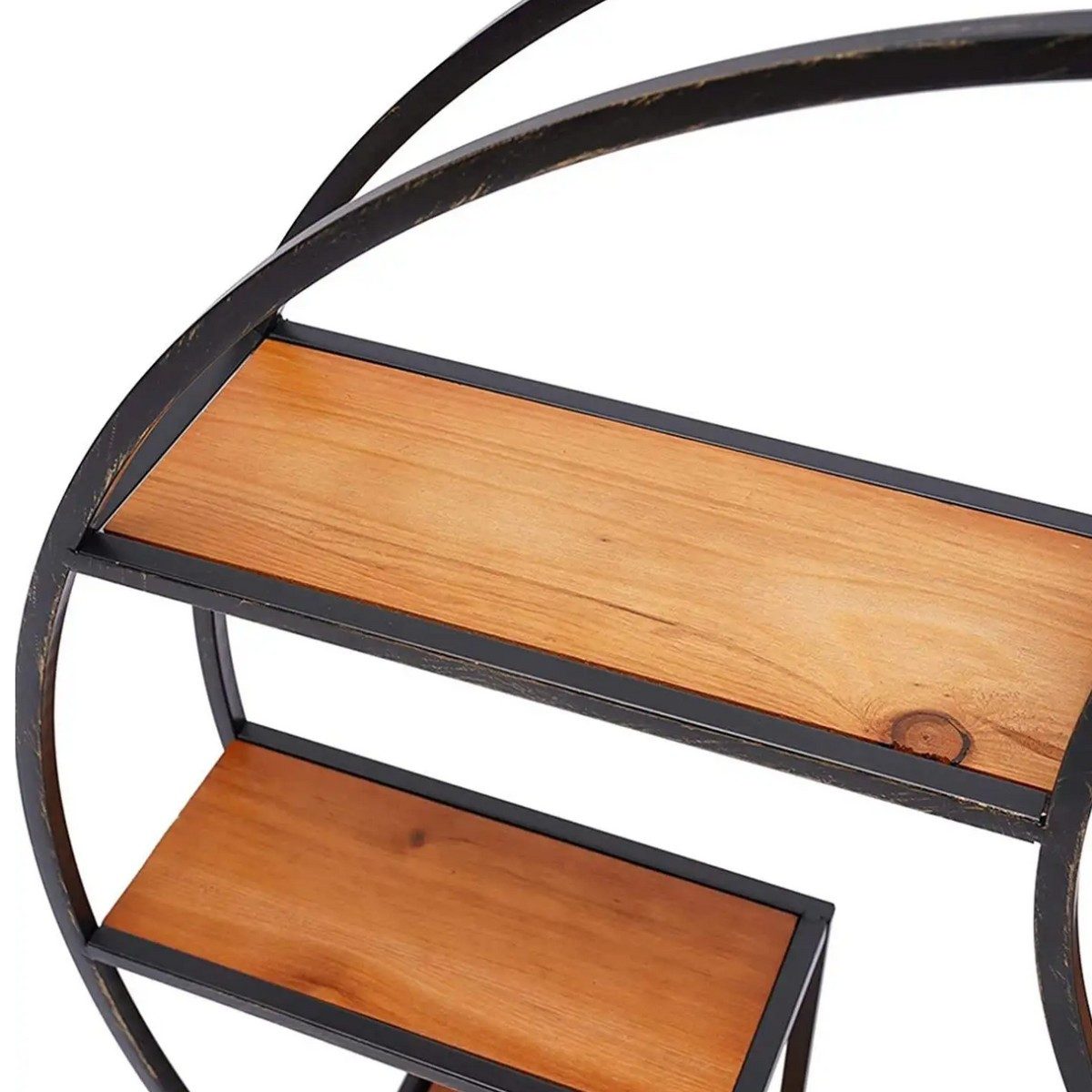 Divit Regal Wandregal rund Holz mit Metallrahmen und 6 Ablagen 68cm Durchmesser RE – Bild 4 von 4