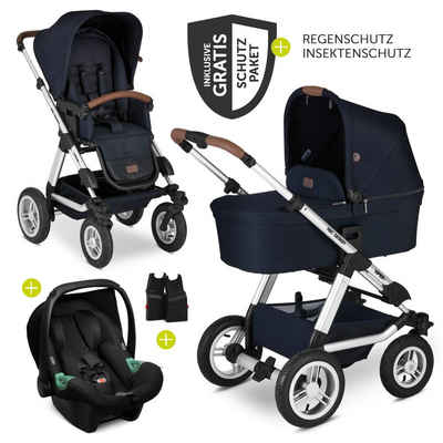 ABC Design Kombi-Kinderwagen »Viper 4 - Shadow«, (9-tlg), 3in1 Kinderwagen Buggy Set mit Luftreifen, Babywanne, Babyschale Tulip, Regenschutz & Insektenschutz