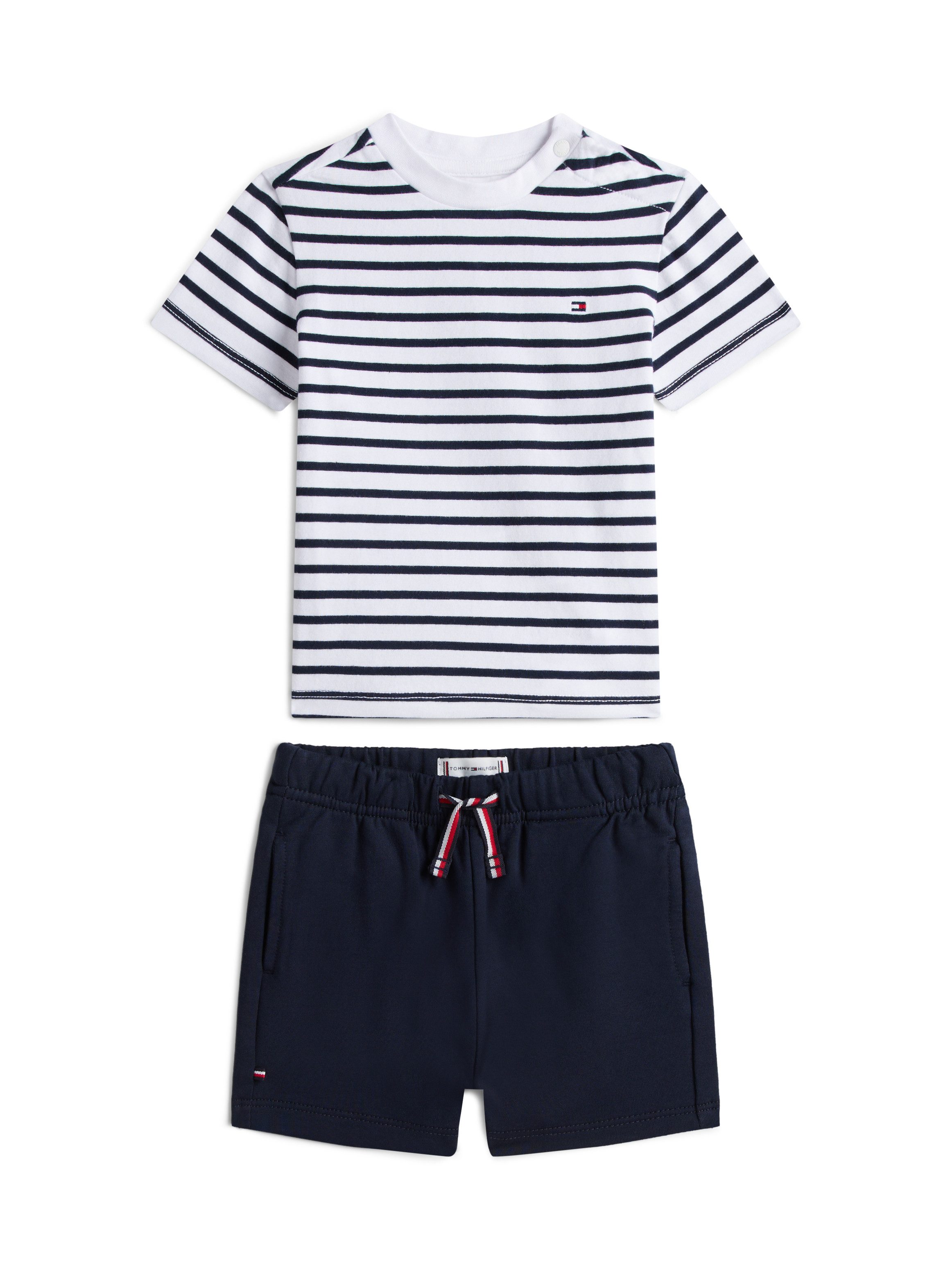 Tommy Hilfiger Shirt & Shorts ESSENTIAL STRIPE TEE + SHORT SET (Set) Regular fit mit Rundhalsausschnitt für Babys