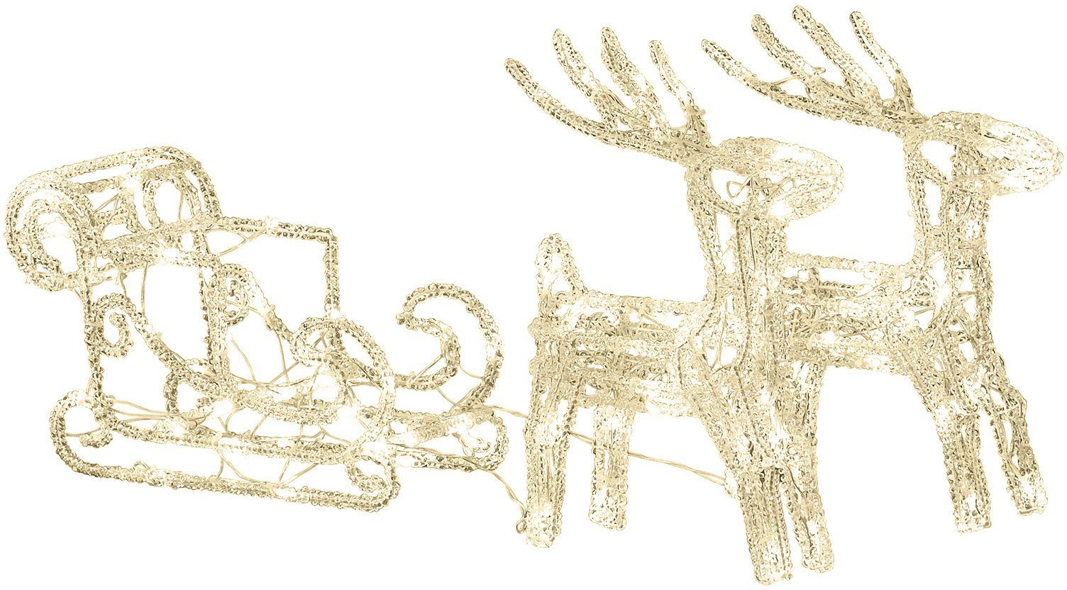 Weihnachtsdeko 2 Rentieren", "Schlitten Dioden Weihnachtsfigur St), (1 aussen KONSTSMIDE Acryl-Set LED weiße warm 96 mit