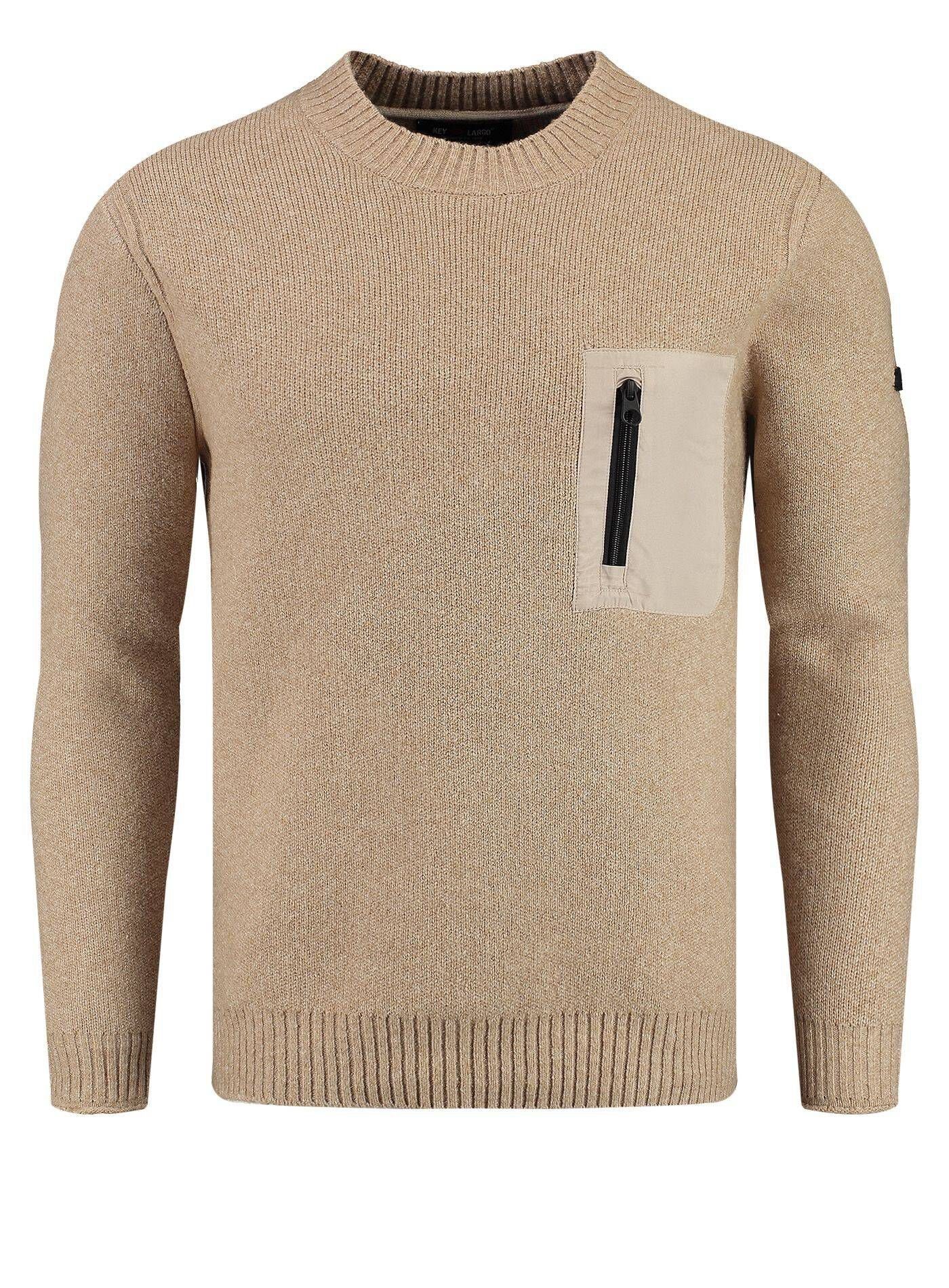 Key Largo Strickpullover Herren Strickpullover MST FLOOR ROUND (1-tlg) sand (21) | Sweatshirts