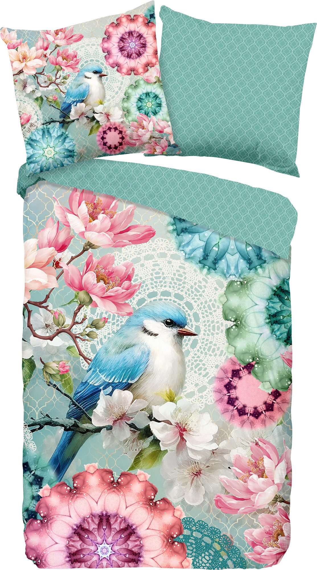 hip Bettwäsche Wendebettwäsche "Eldisa", Mako-Satin, Satin Blumen/Tiermotive: Vogel
