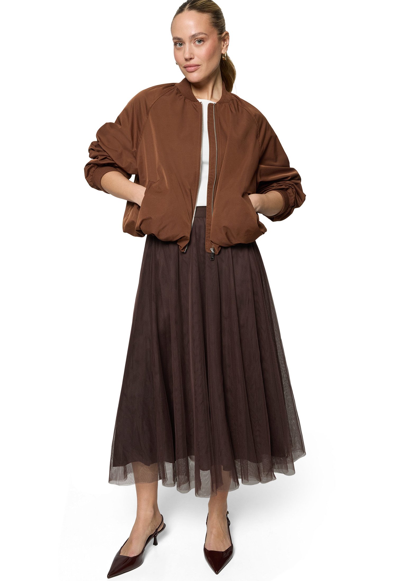Zero Midirock Damen mit Falten Material