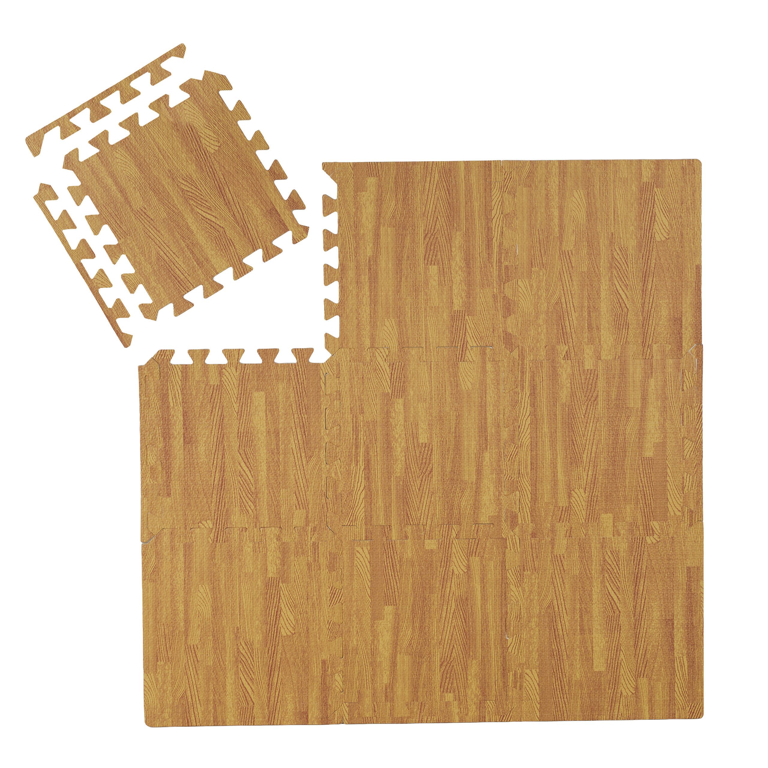 relaxdays Bodenschutzmatte 27 x Bodenschutzmatte Holzoptik natur