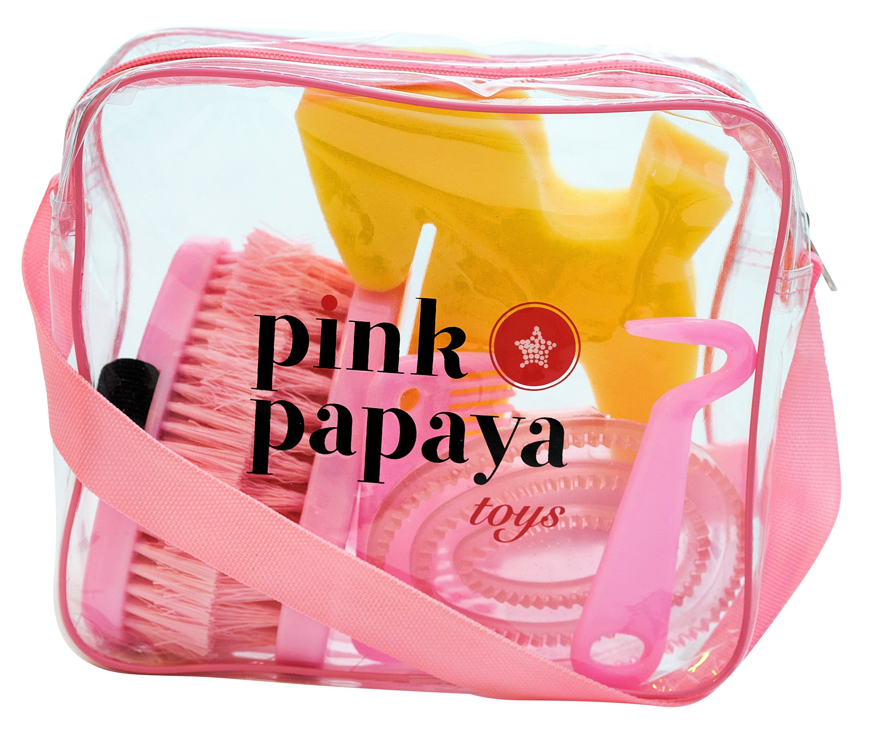Pink Papaya Spiel Putztasche "Lexington" 7-teilige Pony Putzbox in Pink, Kinderspiel, die ideale Ergänzung für alle Pink Papaya Pferde
