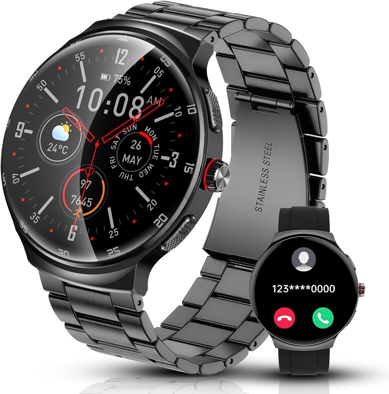 LOYEWAIER A-P30-Schwarz Smartwatch (3,8 cm, android ios)