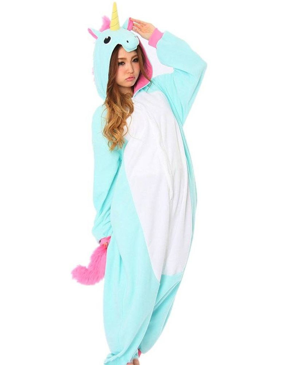 Katara Partyanzug Einhörner Jumpsuit Onesie Erwachsenen Kostüm S-XL, Fasching - Kostüm, Kigurumi - Einhorn türkis rosa S (145-155cm)